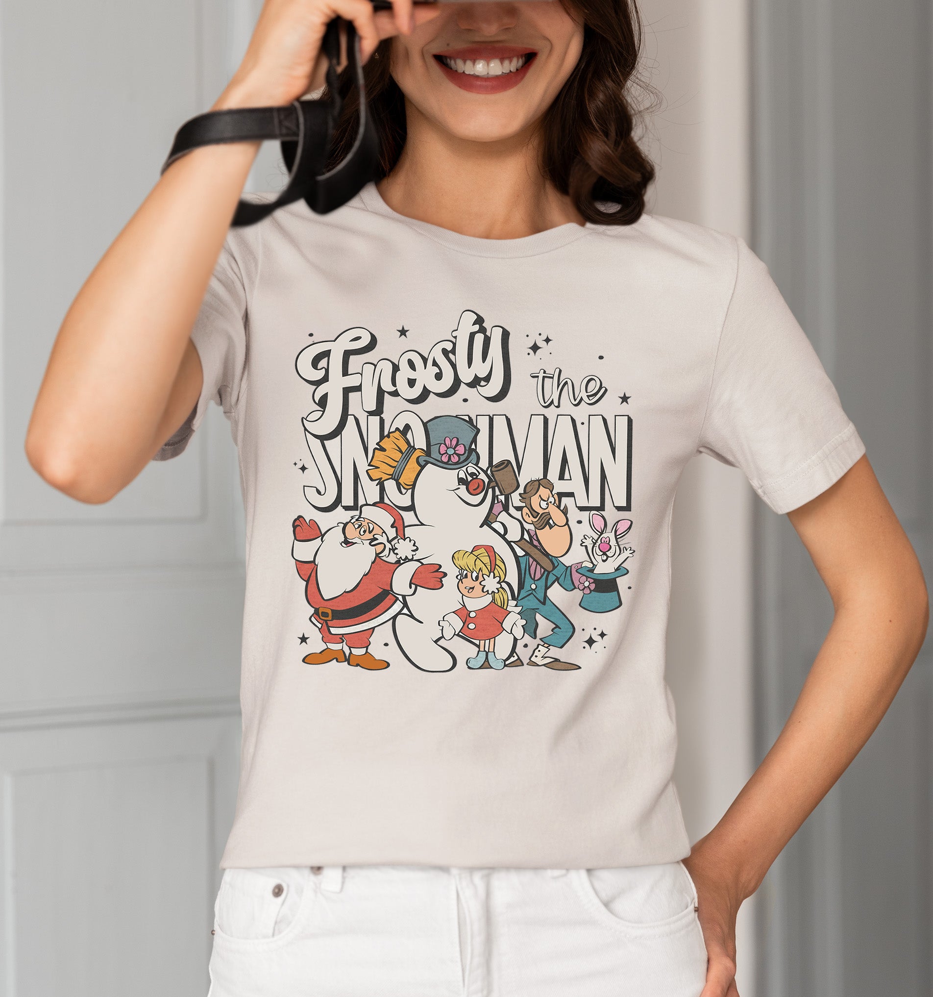 Frosty Snowman Christmas Theme Artwork, Cozy Winter Holiday Gift Idea, Seasonal Frosty Illustration T-Shirt