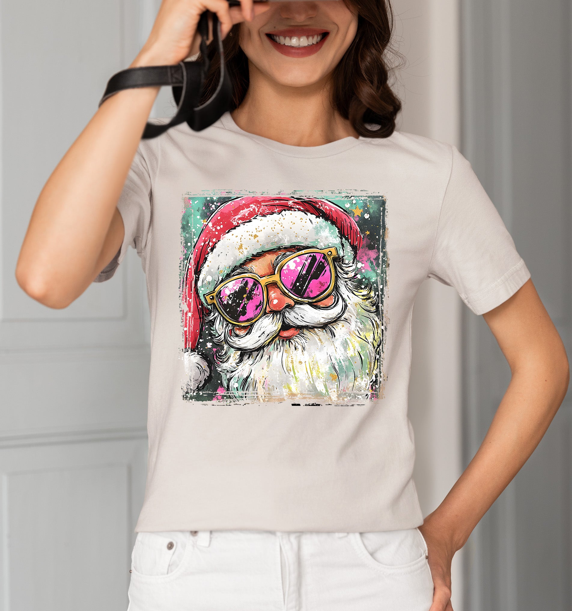 Cool Santa Christmas Art, Whimsical Santa Claus for Holiday Gift Ideas, Festive Collector Piece, Handmade Holiday Joy T-Shirt