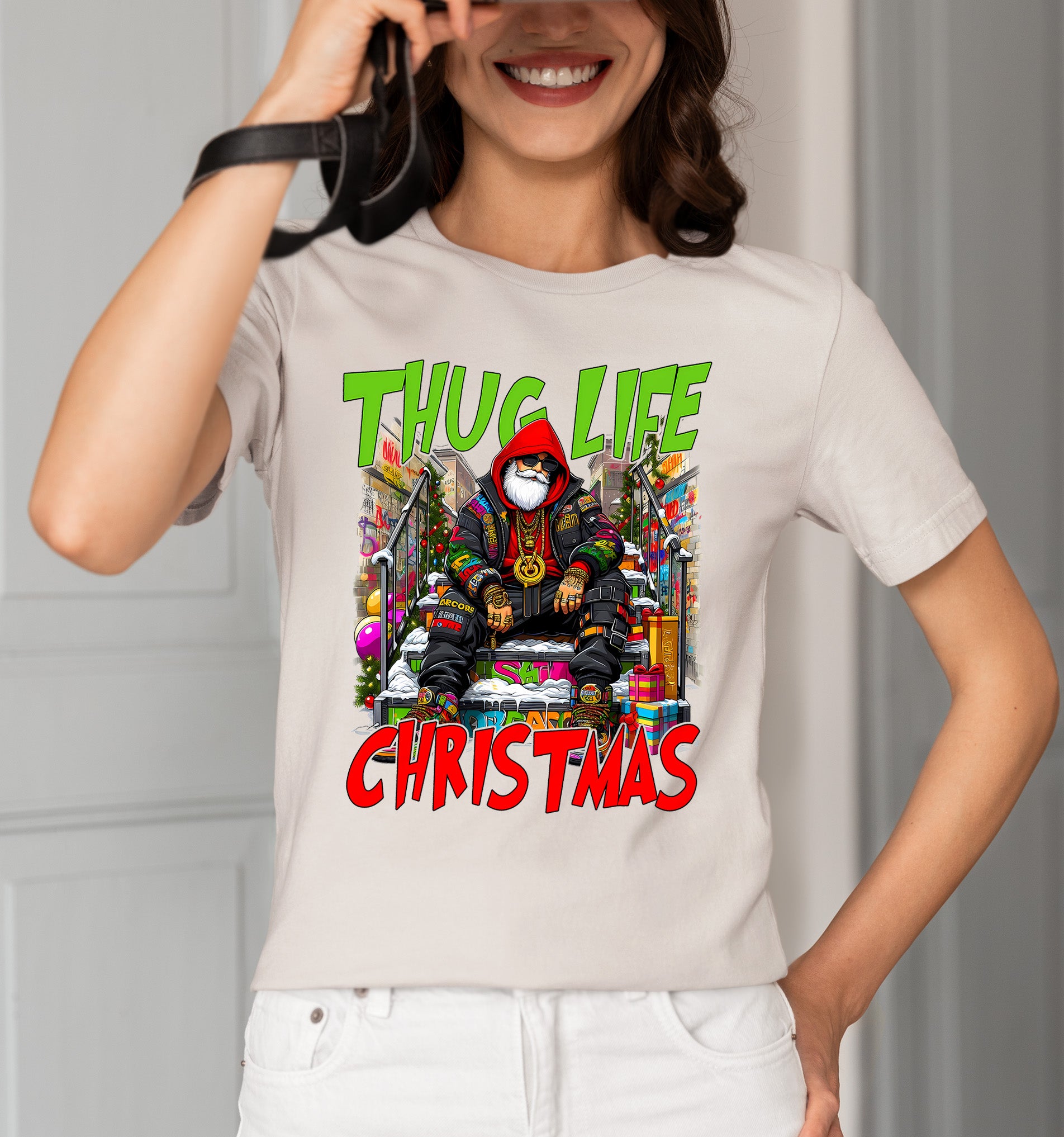 Thug Santa Christmas Theme | Bold Santa Claus Attitude Xmas Holiday Concept T-Shirt