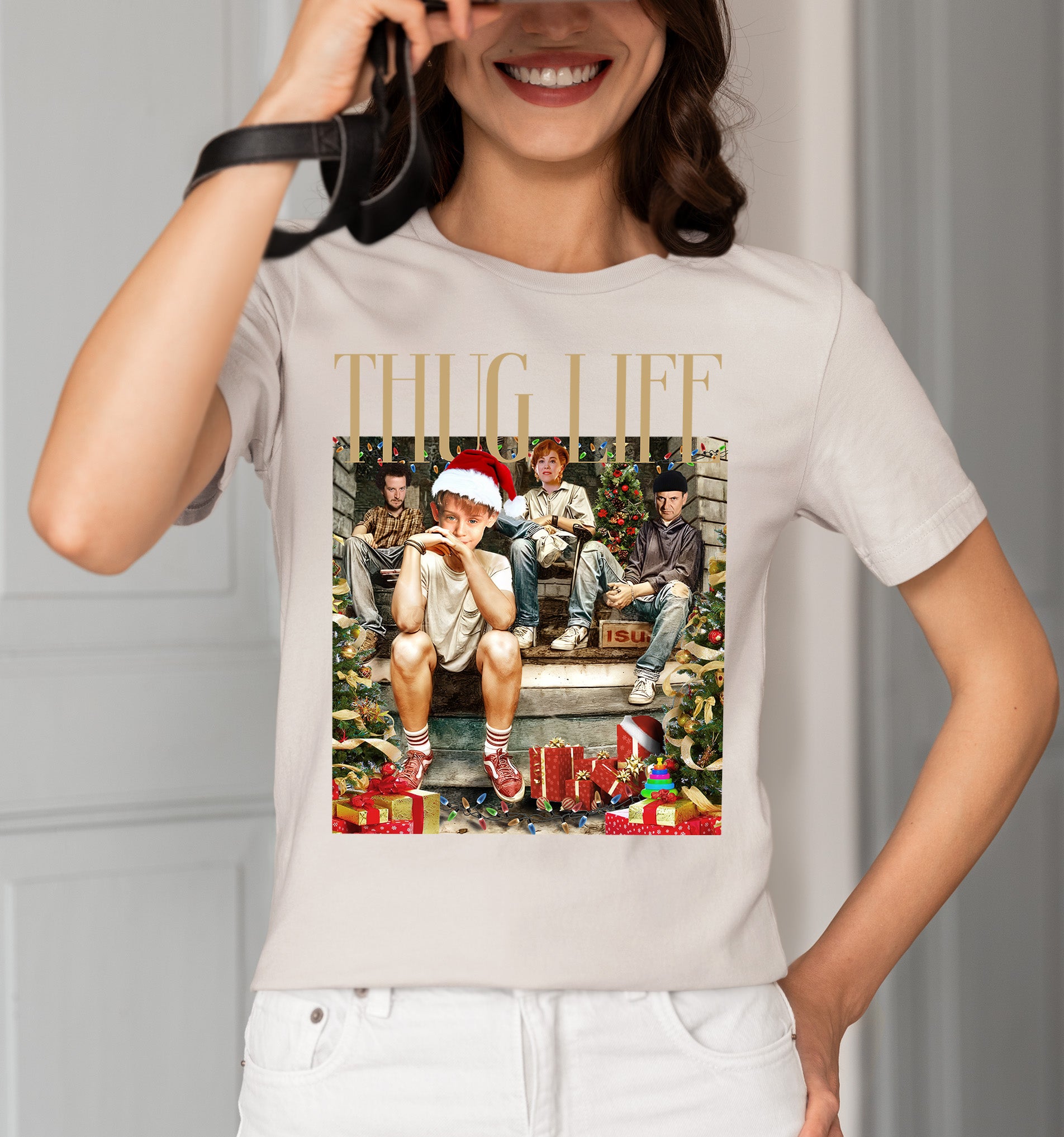 Christmas Thug Life Porch Santa Hat - Funny Santa Hat for Porch, Holiday Humor Gift T-Shirt