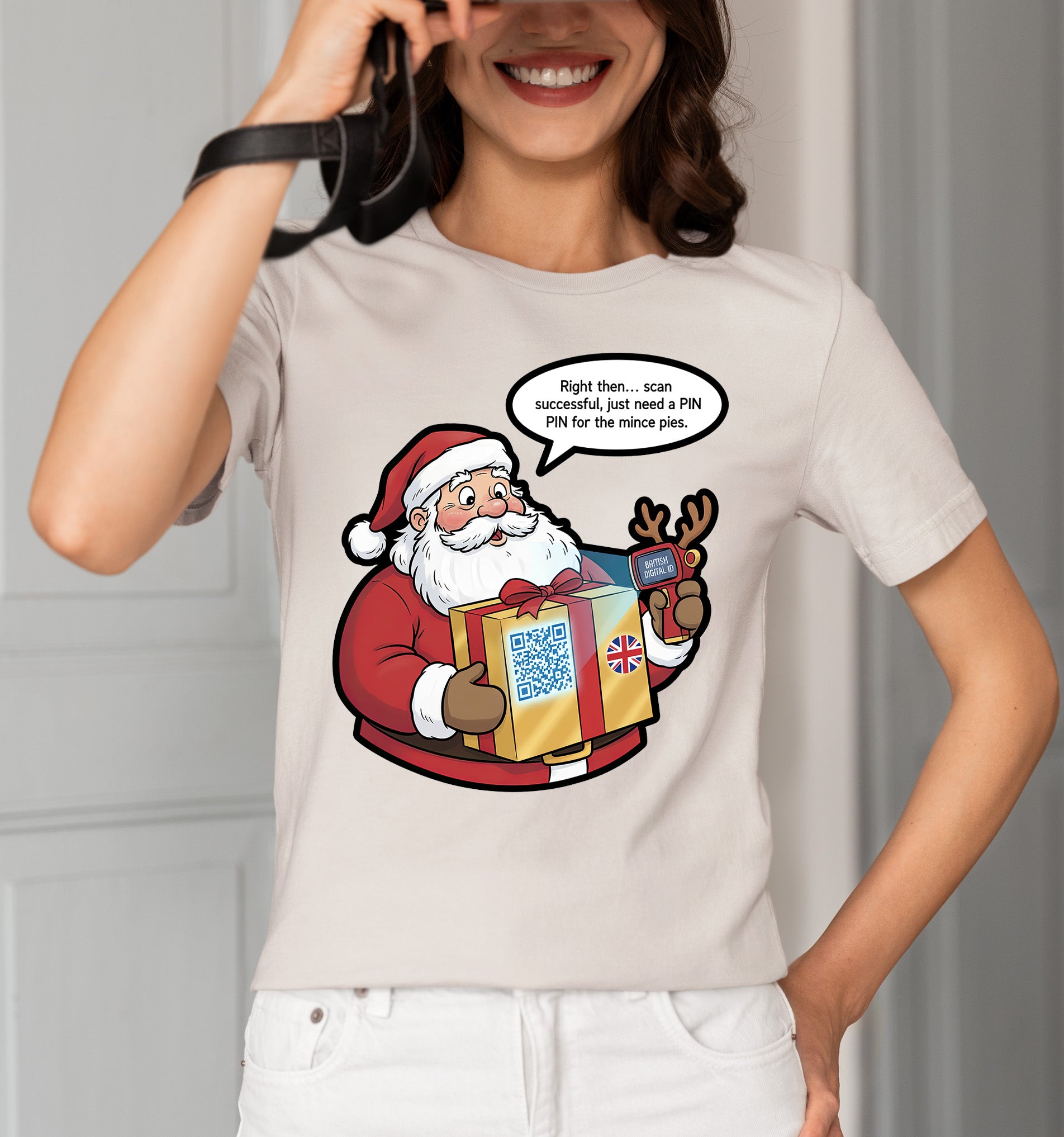UK Digital ID Santa - Festive Christmas Security Badge Template for Online Use T-Shirt