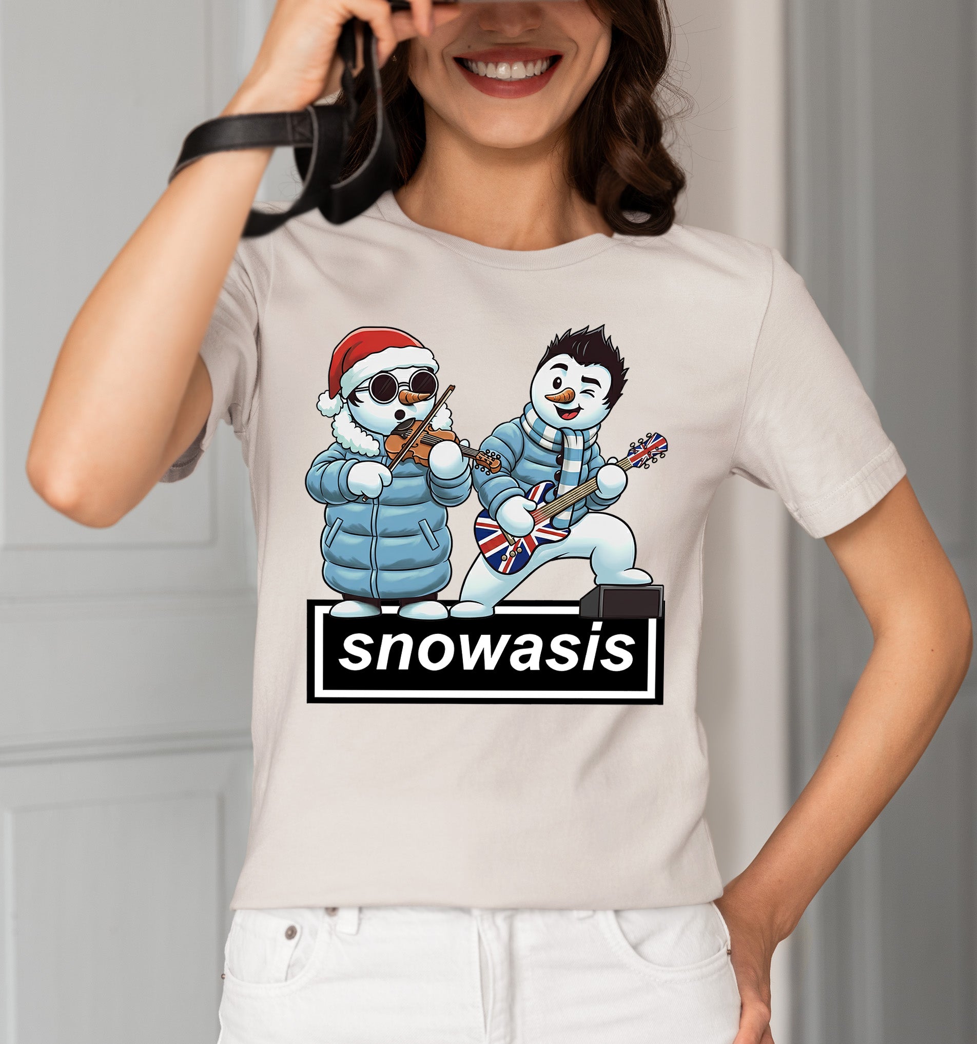 Snowasis Violin Gutar Winking Christmas Charm - Festive Music Gift T-Shirt