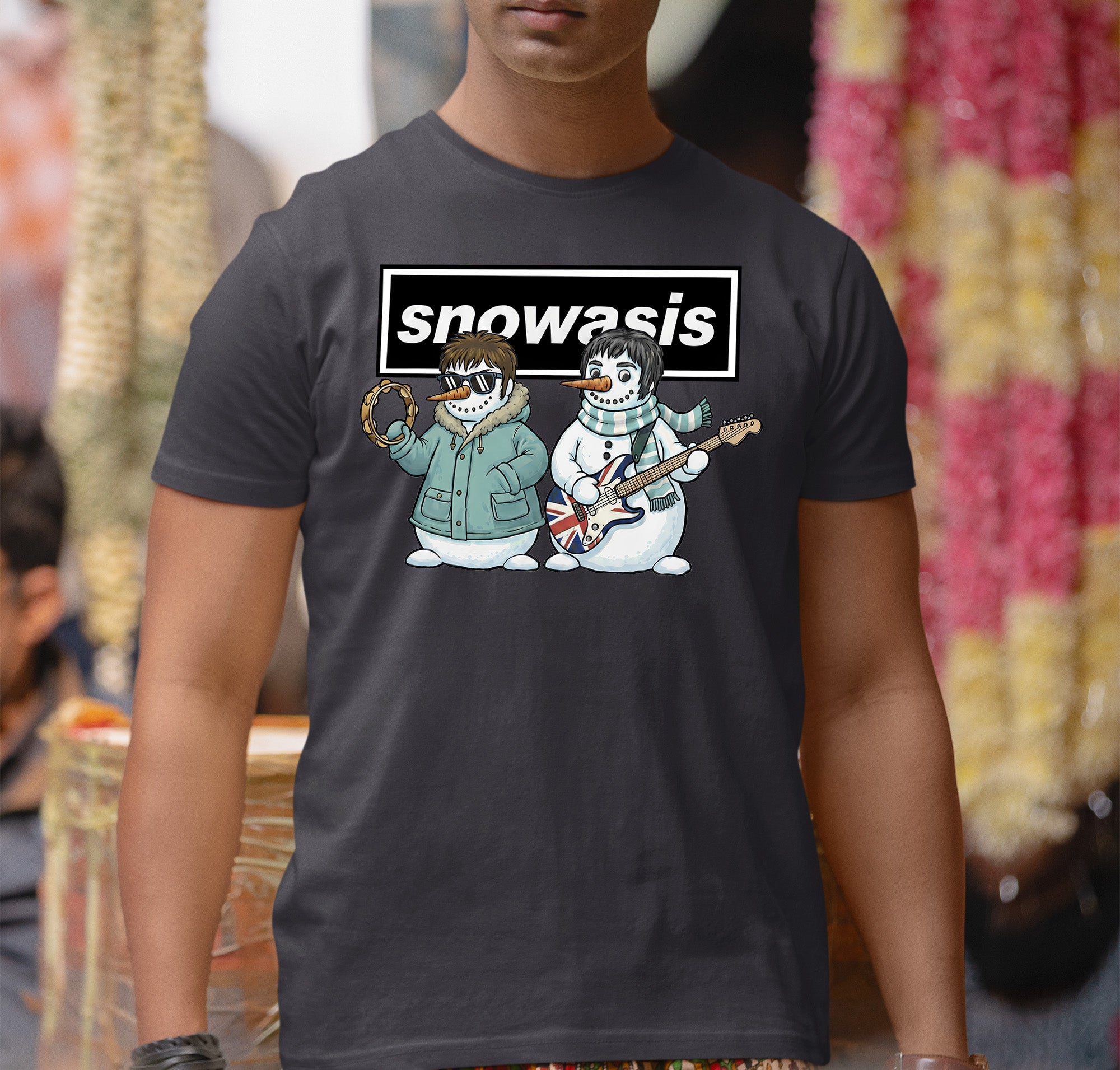 Snowasis Snowmen Guitar Christmas Keepsake - Handmade Whimsical Holiday Sculpture Gift Idea T-Shirt