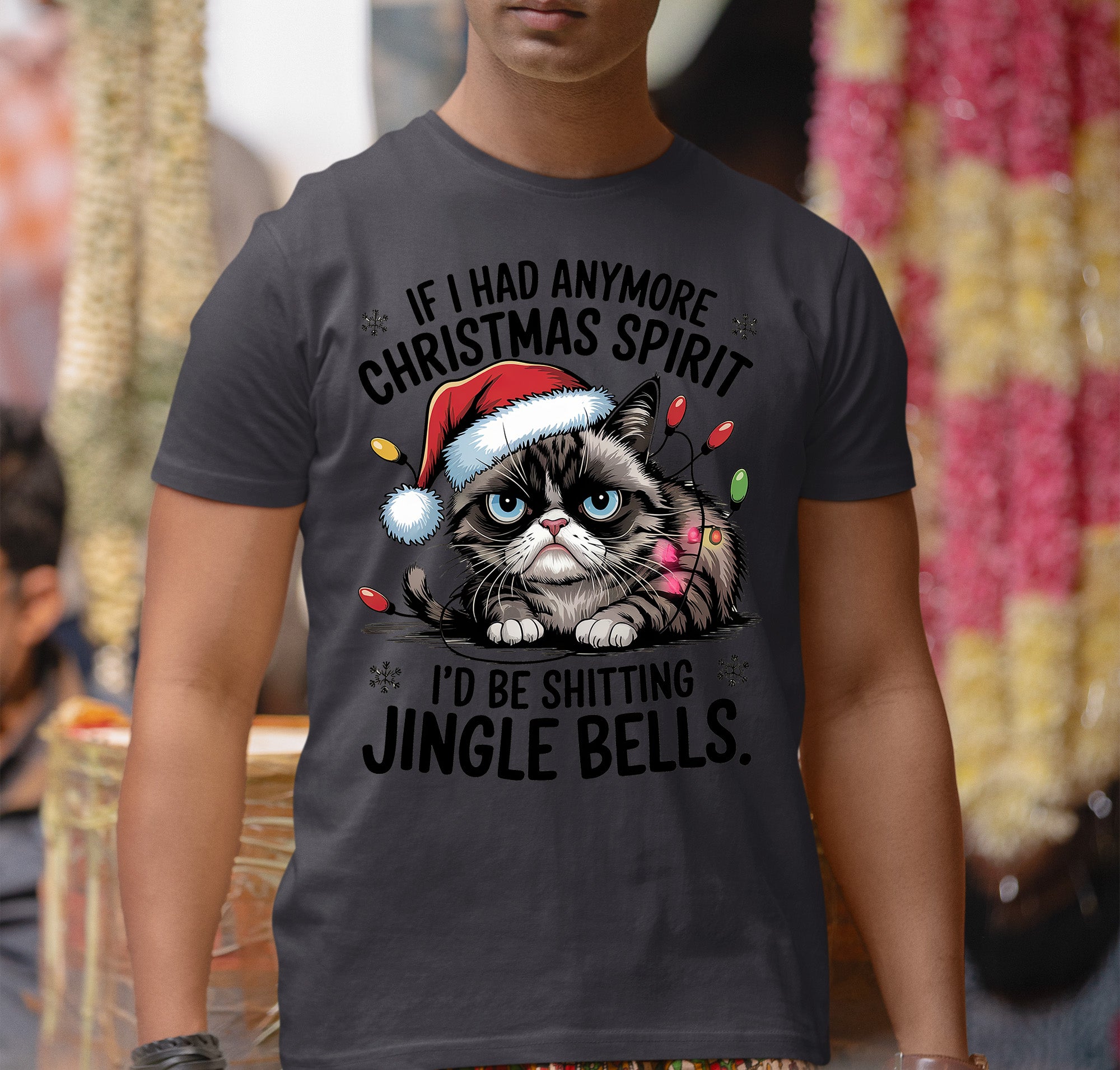 Christmas Spirit Cat Jingle Bells Gift for Cat Lovers, Festive Holiday Cheer T-Shirt