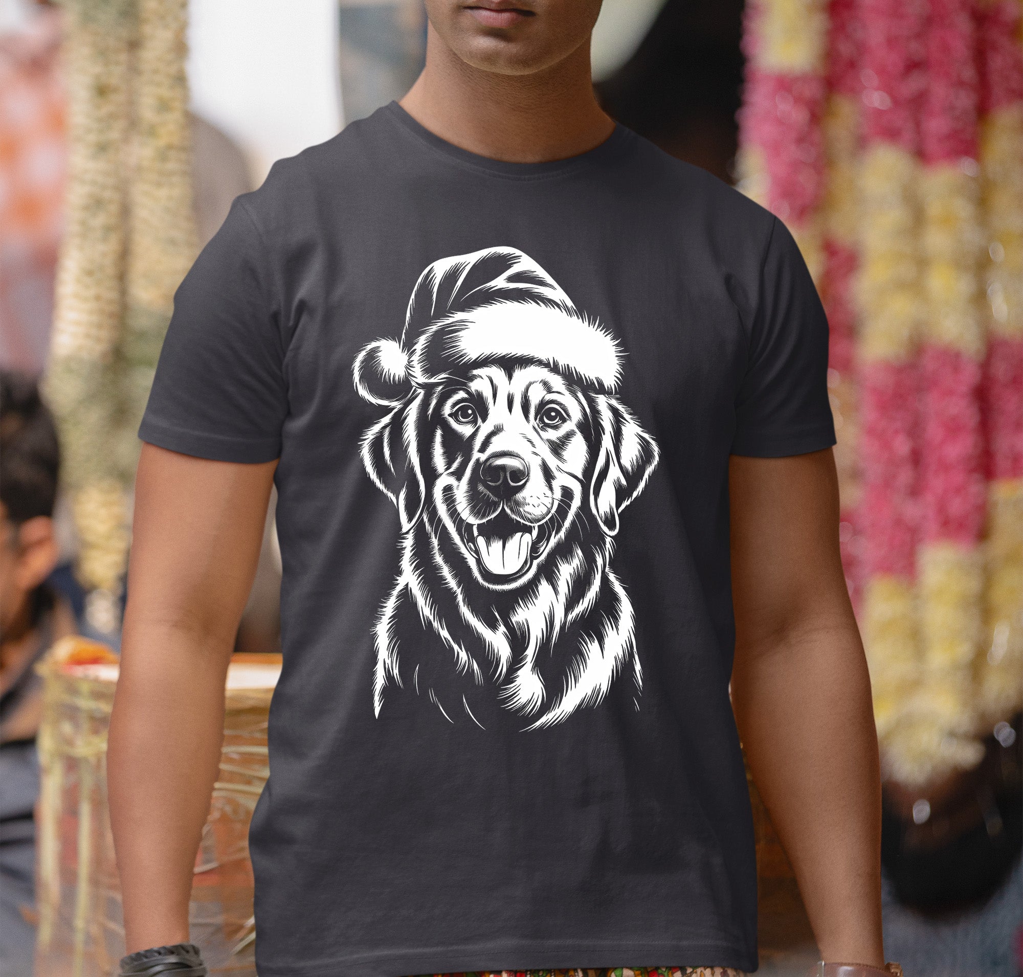 Christmas Dog Illustration for Pet Lovers – Festive Holiday Scene Gift Idea, Cozy Canine Portrait, Seasonal Cheer T-Shirt