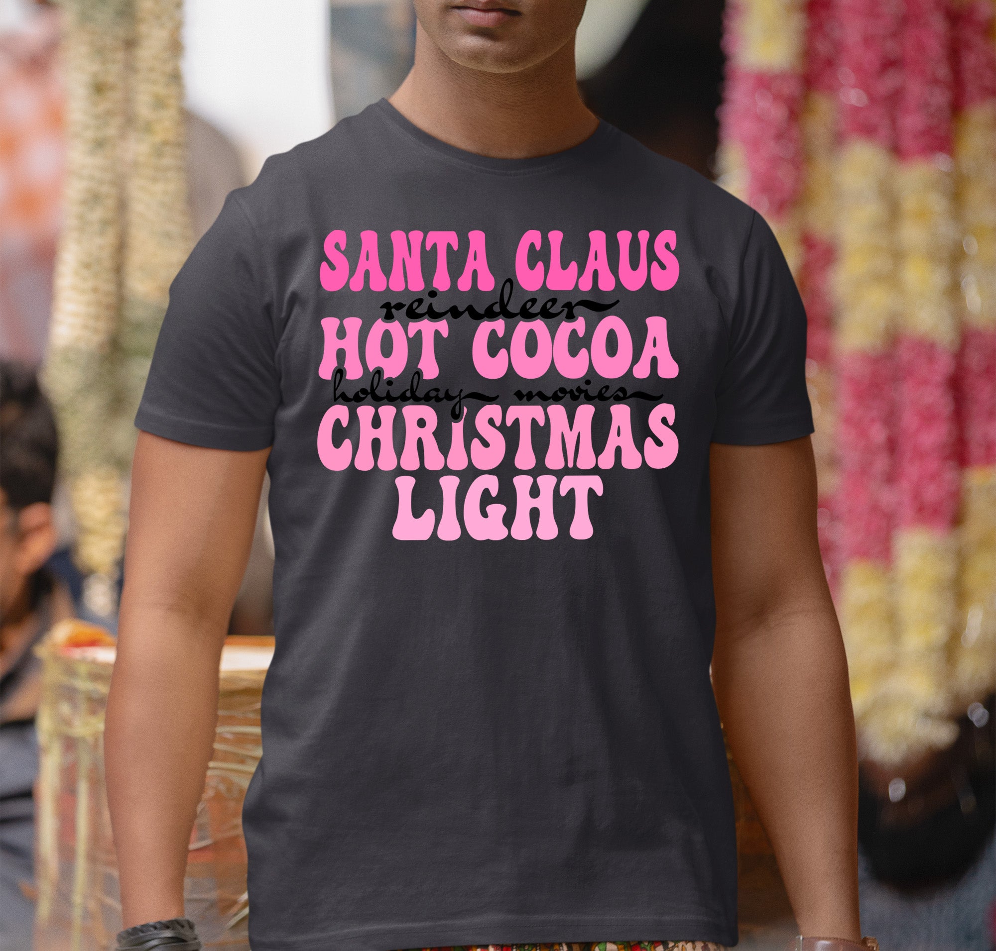 Santa Claus Reindeer Christmas Scene with Hot Cocoa - Cozy Holiday Charm for Gifts & Collectibles T-Shirt