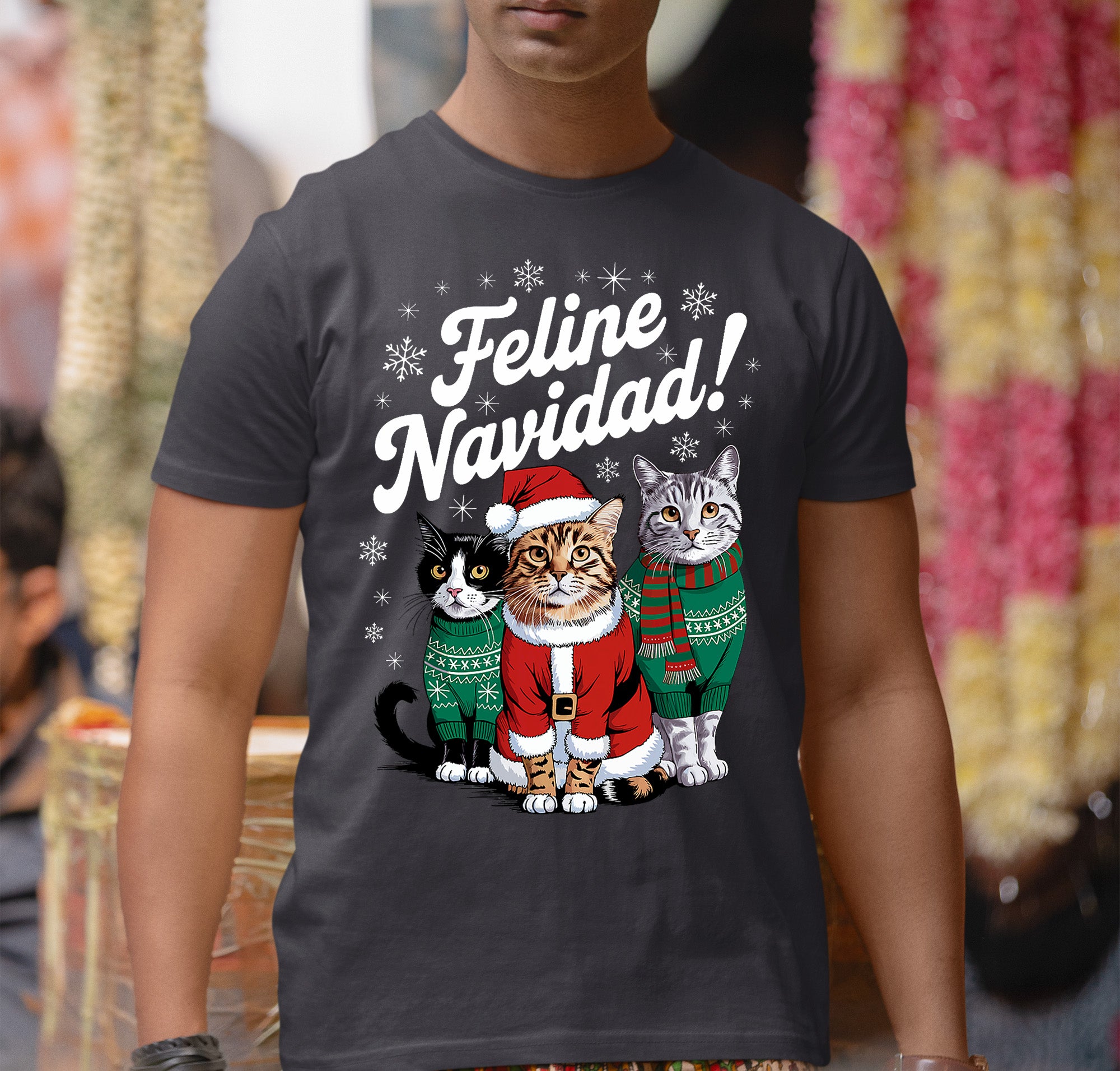 Cat Snowflakes Christmas Theme - Festive Holiday Cat Artwork for Season T-Shirt