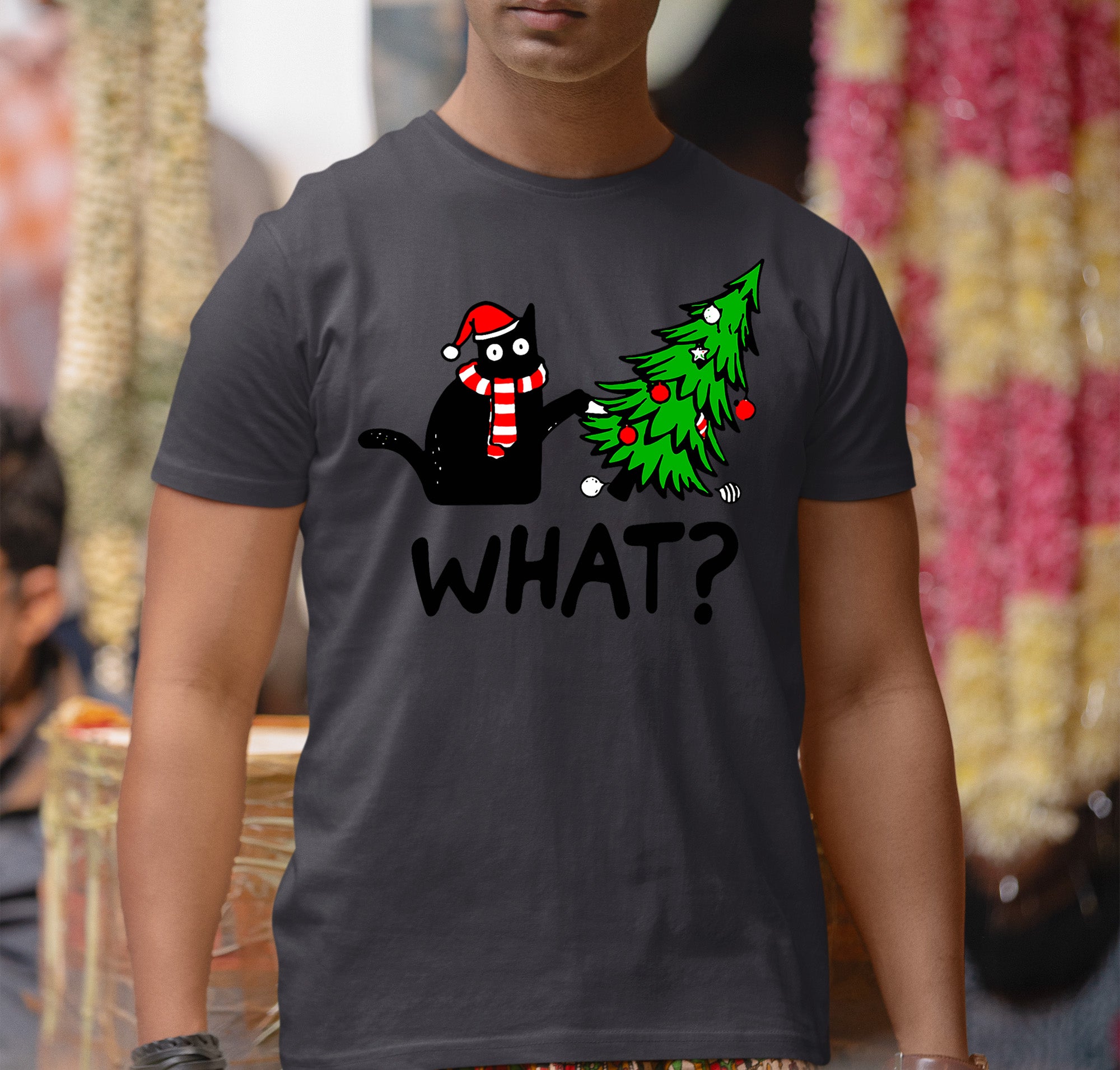 What Cat Says at Christmas - Funny Kitty Gift for Cat Lovers, Holiday Humor, Whiskers & Paws, Cozy Christmas Cheer T-Shirt