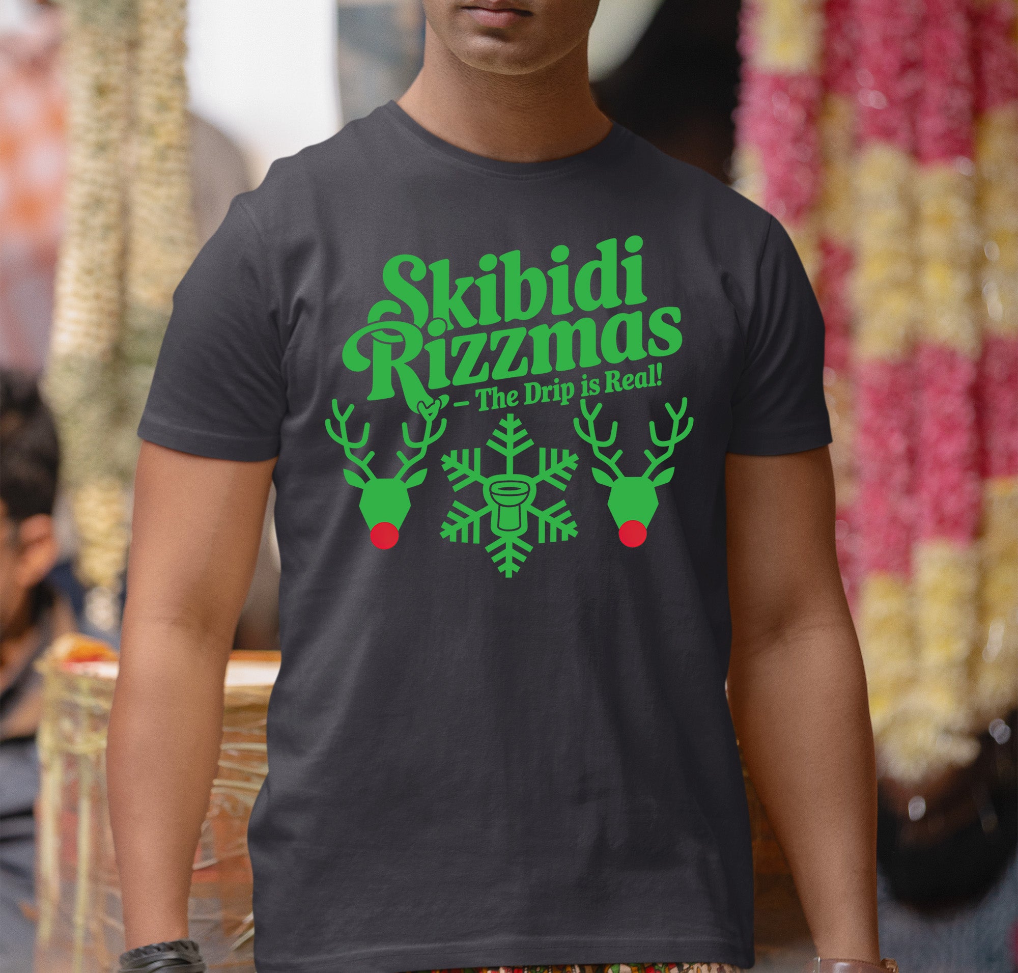 Skibidi Rizzman Christmas Character - Festive Holiday Cheer for Fans, Whimsical Seasonal Gift Idea T-Shirt