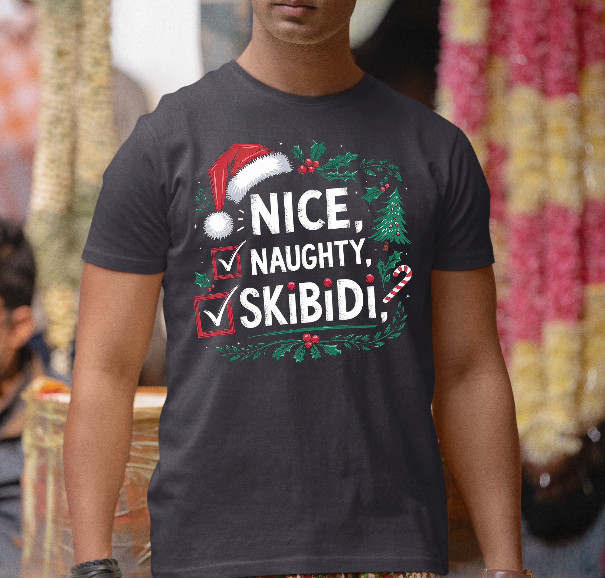 Christmas Naughty or Nice Keepsake | Festive Holiday Charm for Season’s Cheer, Skibidi Inspired Fun Gift Idea T-Shirt