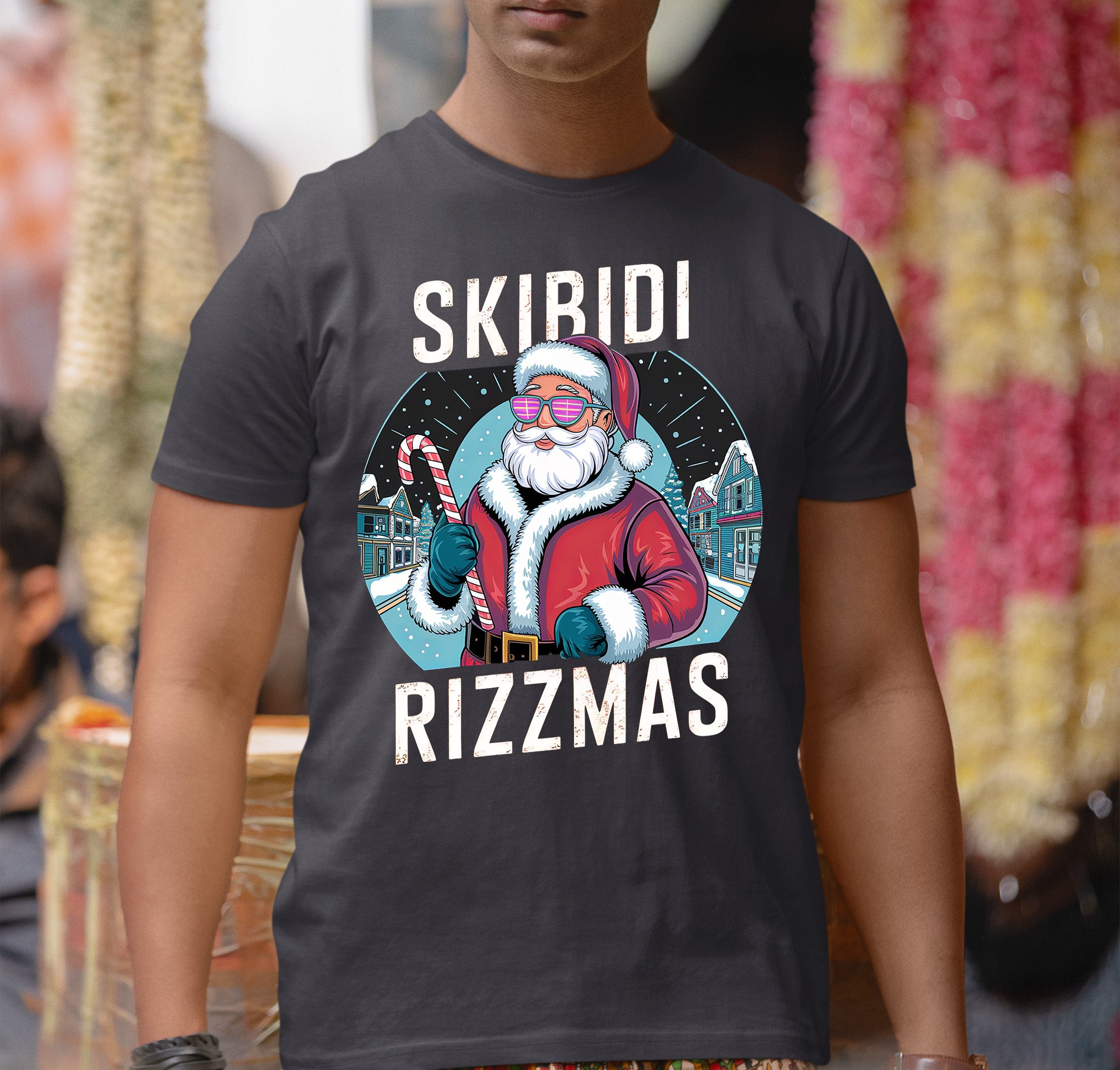Skibidi Rizzman Santa Christmas Edition - Hilarious Pop Culture Gift Idea for Holidays, Festive Cheer T-Shirt