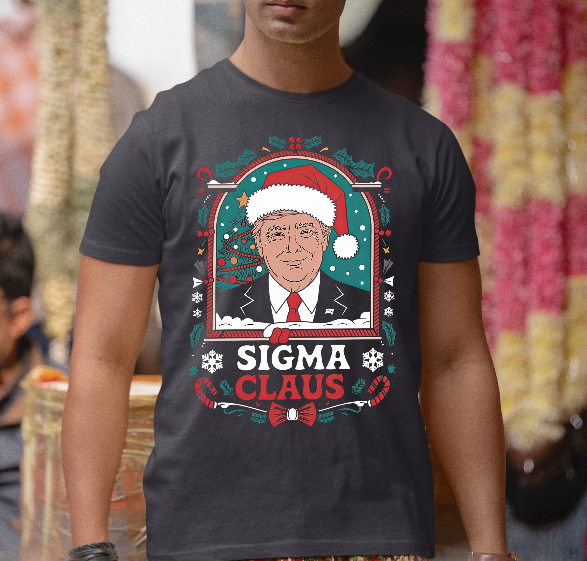 Sigma Claus Trump Christmas Charm, Holiday Satire Gift for Adults, Festive Political Humor Keepsake T-Shirt