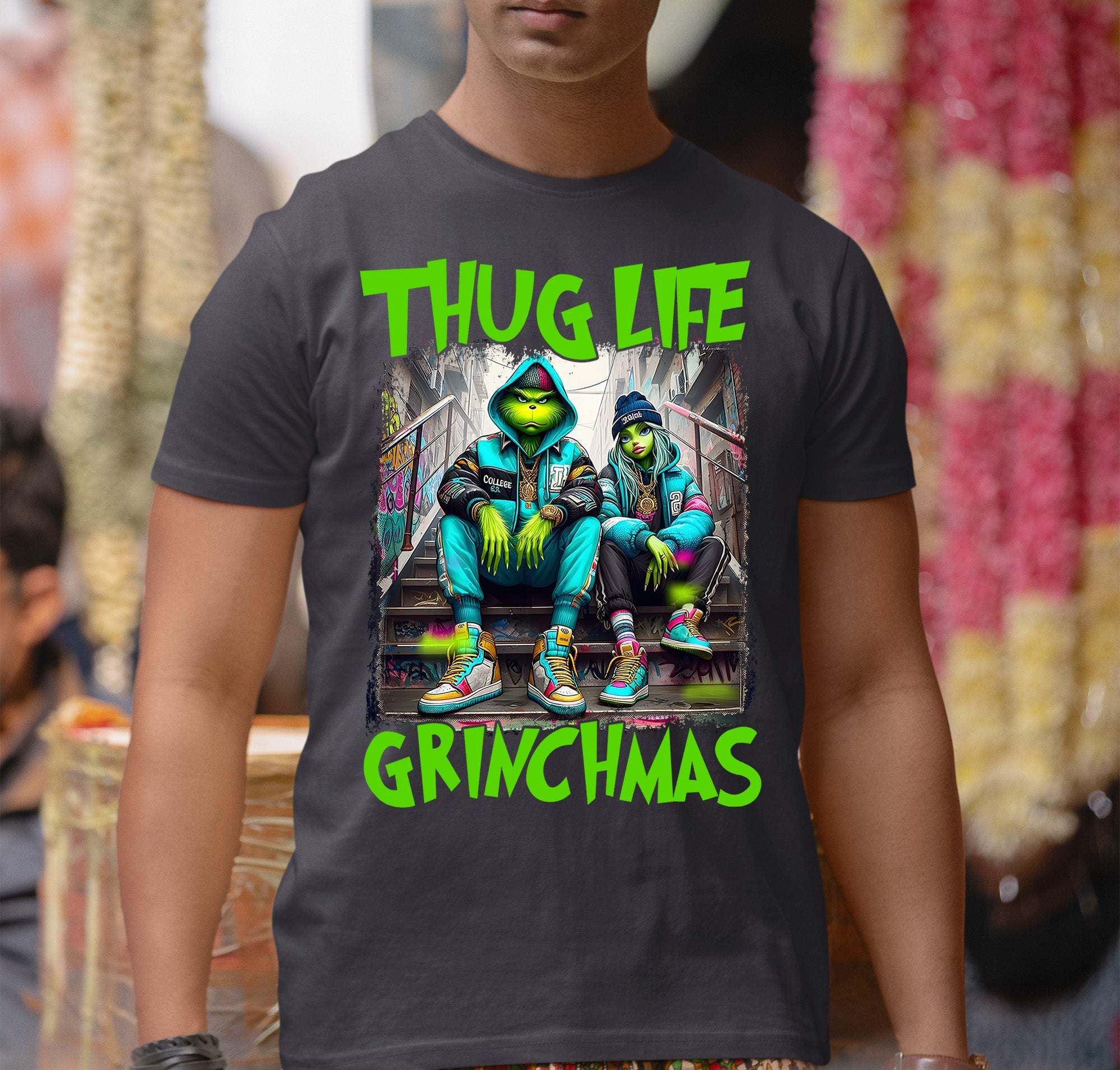 Thug Life Grinchmas | Christmas Meme Graphics for Holiday Crafts and Gifts | Grinch Humor Theme T-Shirt