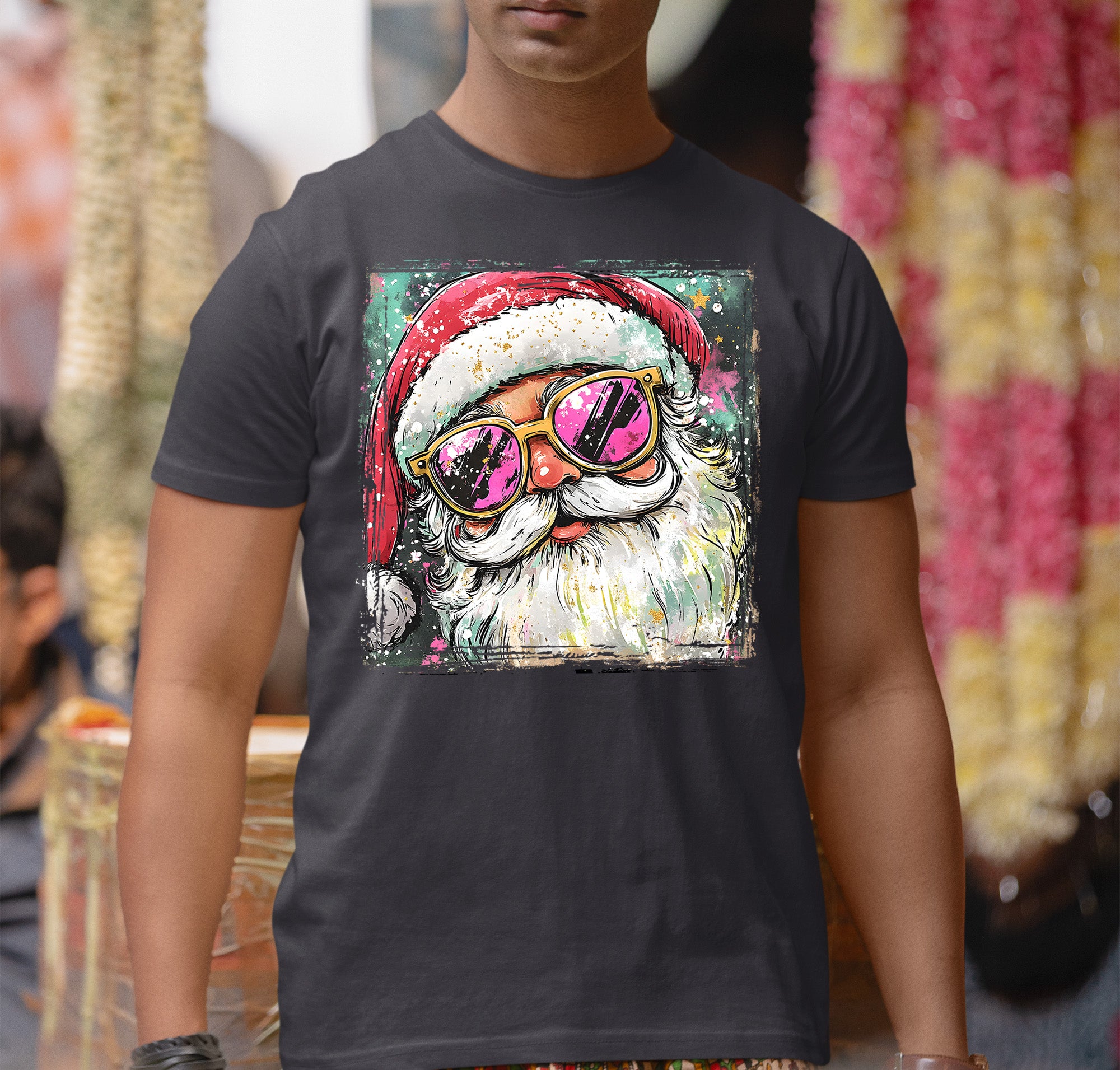 Cool Santa Christmas Art, Whimsical Santa Claus for Holiday Gift Ideas, Festive Collector Piece, Handmade Holiday Joy T-Shirt
