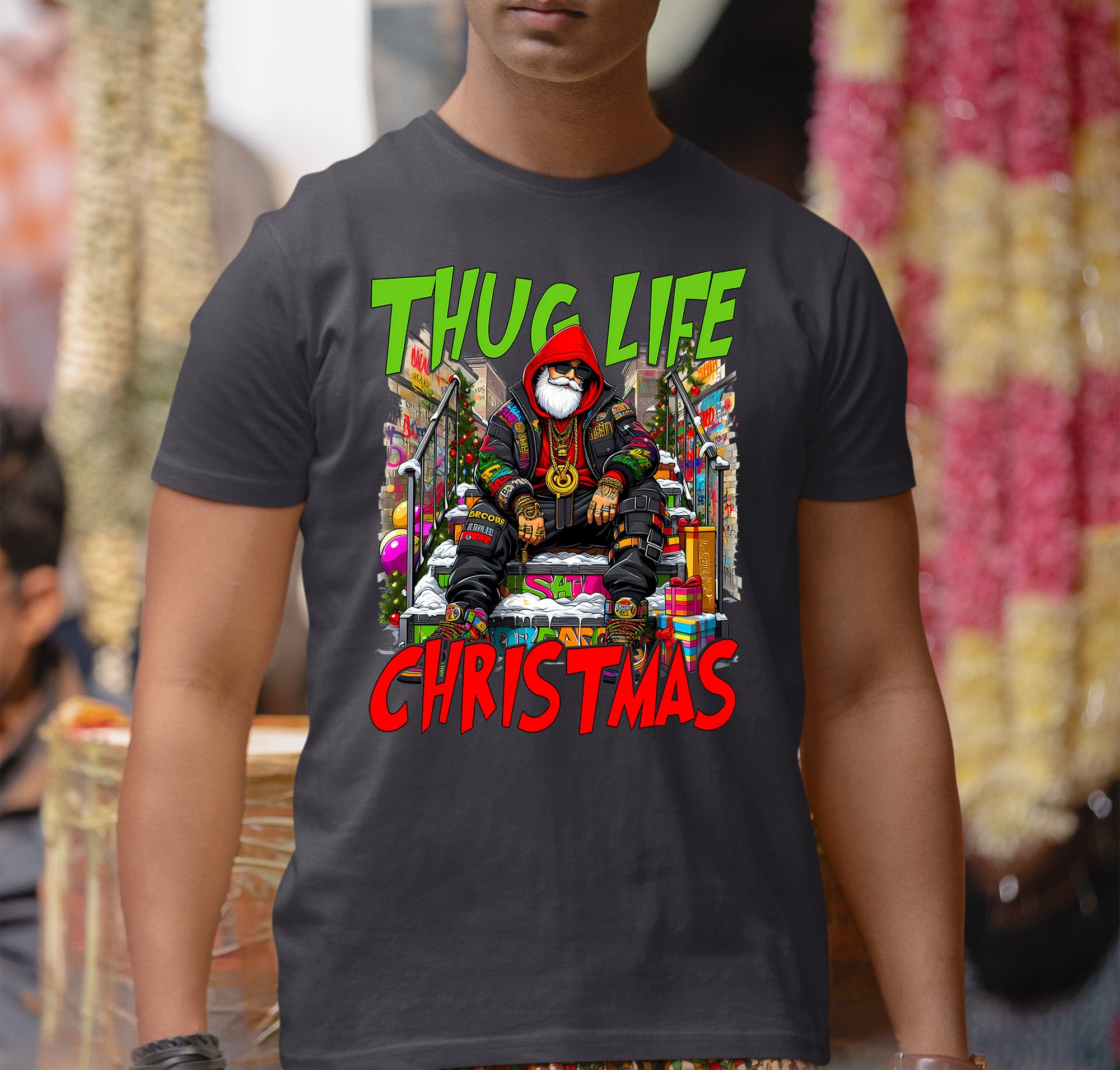 Thug Santa Christmas Theme | Bold Santa Claus Attitude Xmas Holiday Concept T-Shirt