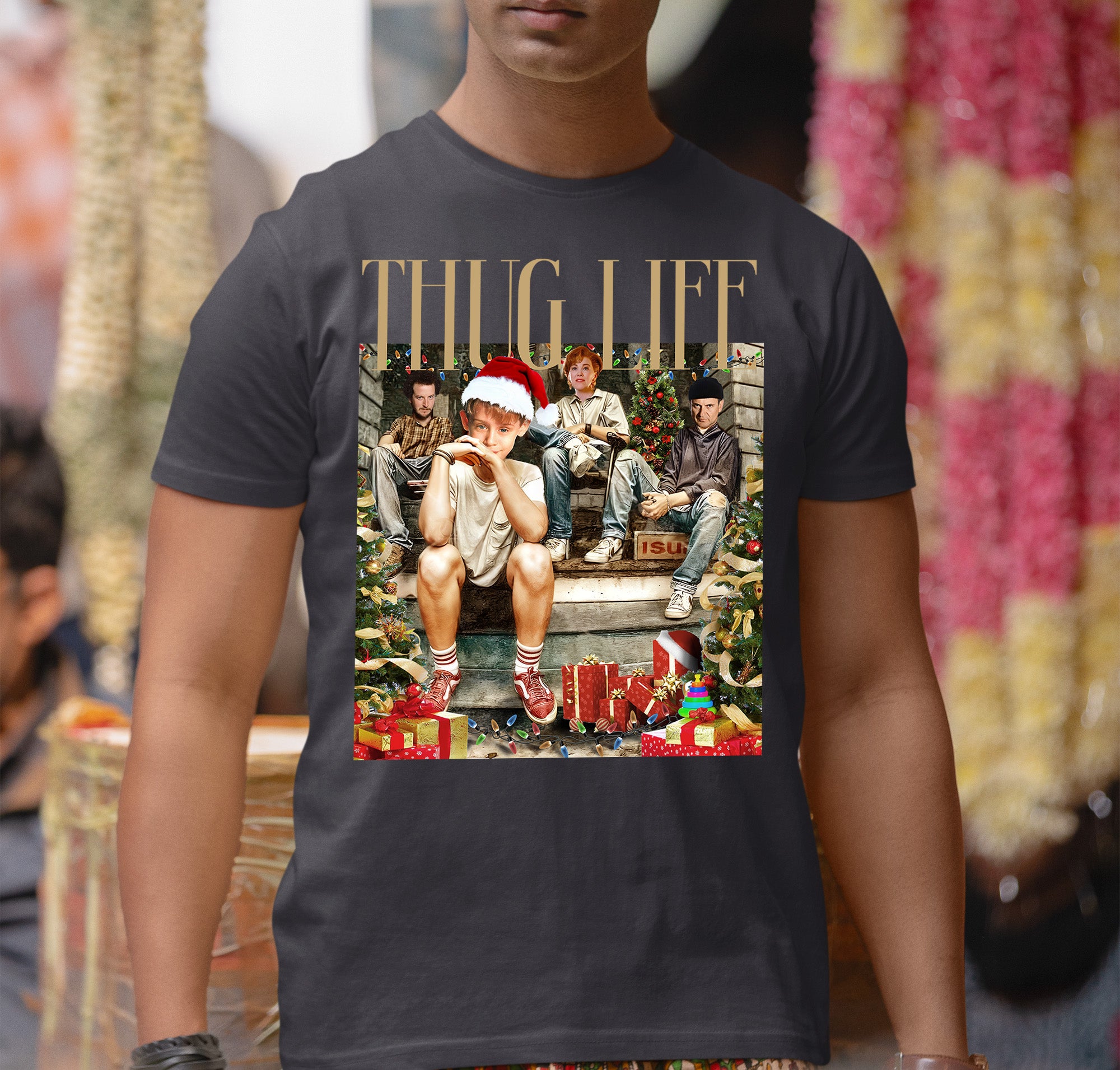 Christmas Thug Life Porch Santa Hat - Funny Santa Hat for Porch, Holiday Humor Gift T-Shirt
