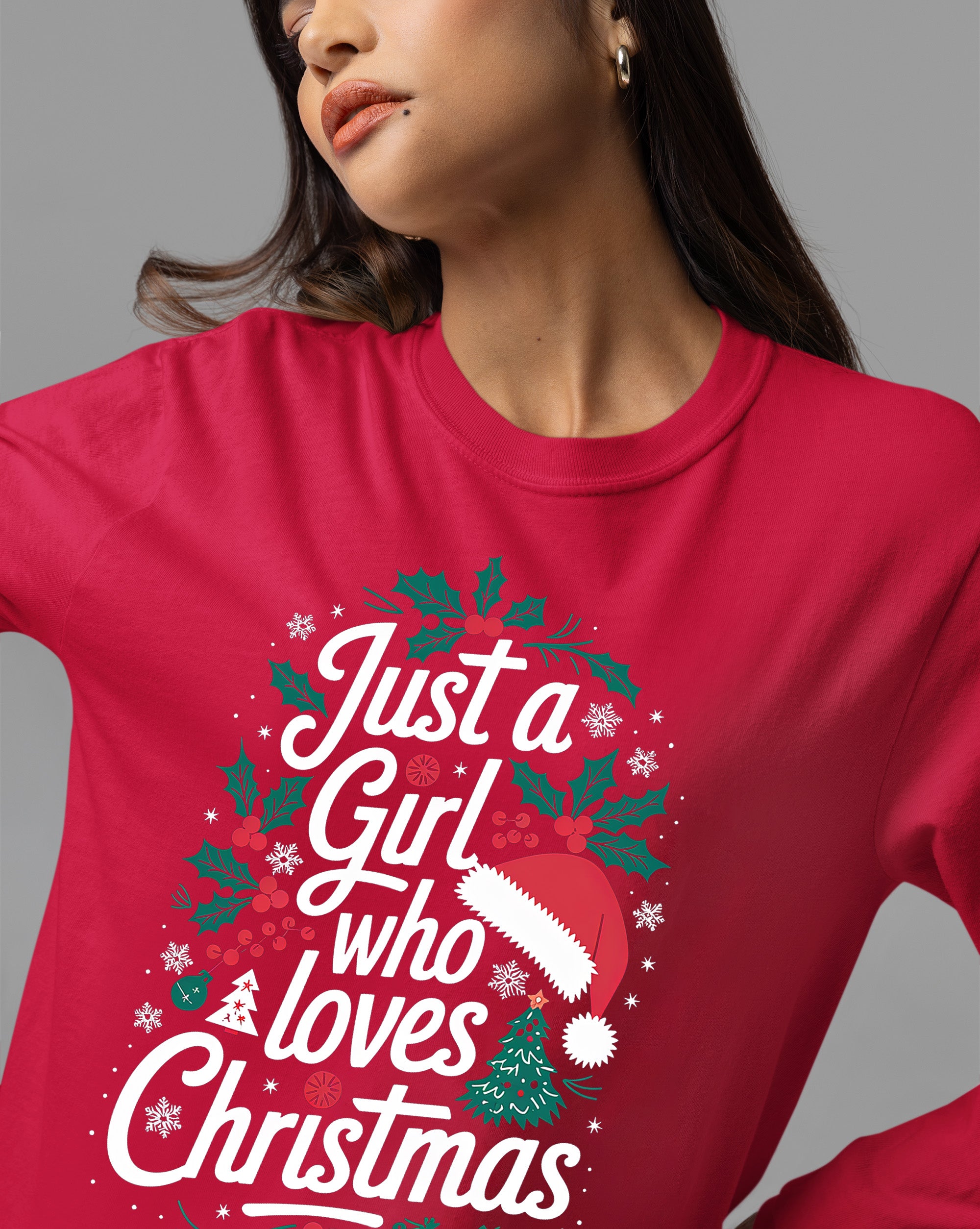 Just a Girl Who Loves Christmas - Festive, Cozy Christmas Theme for Her - Holiday Cheer Keepsake Accessory T-Shirt