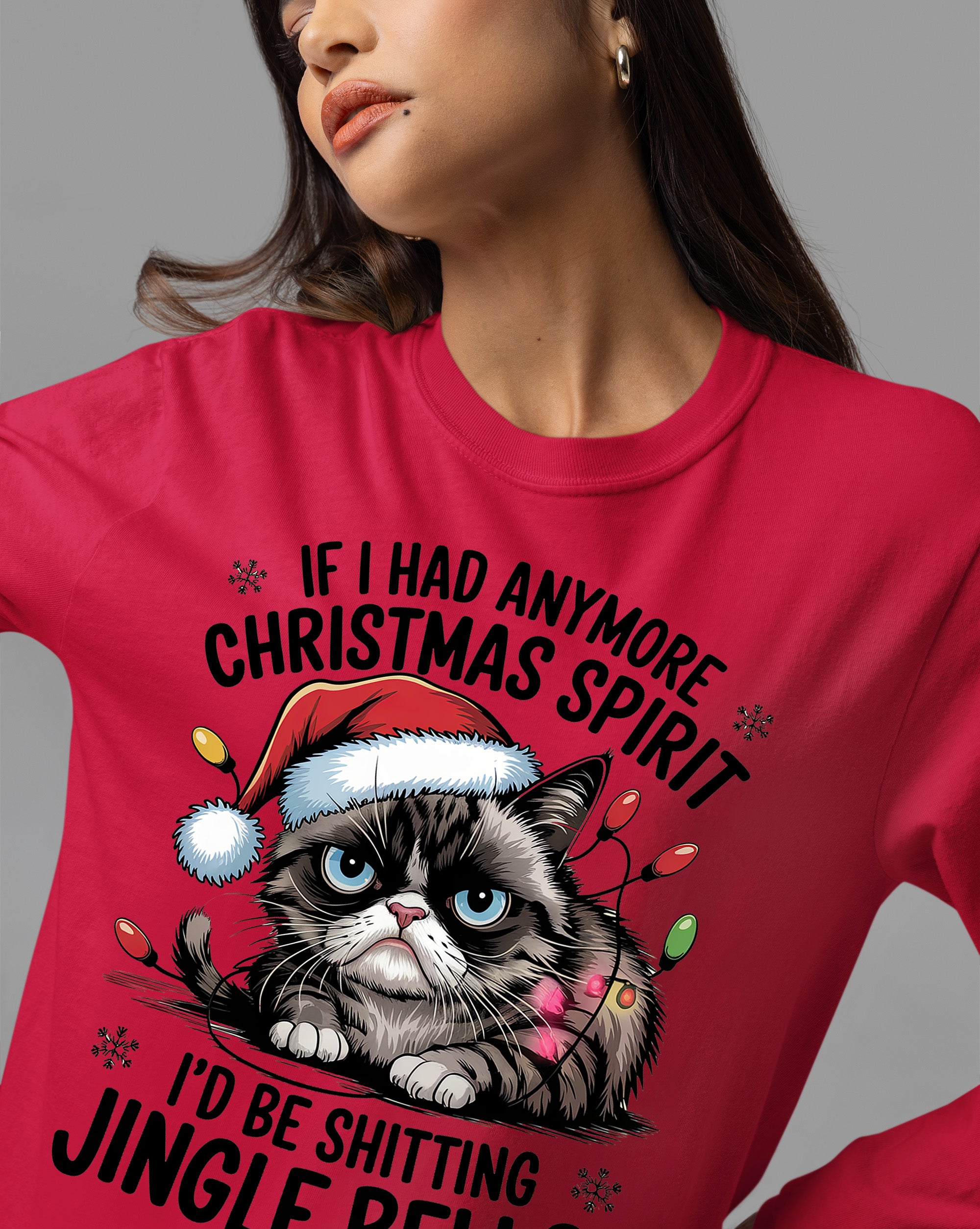Christmas Spirit Cat Jingle Bells Gift for Cat Lovers, Festive Holiday Cheer T-Shirt