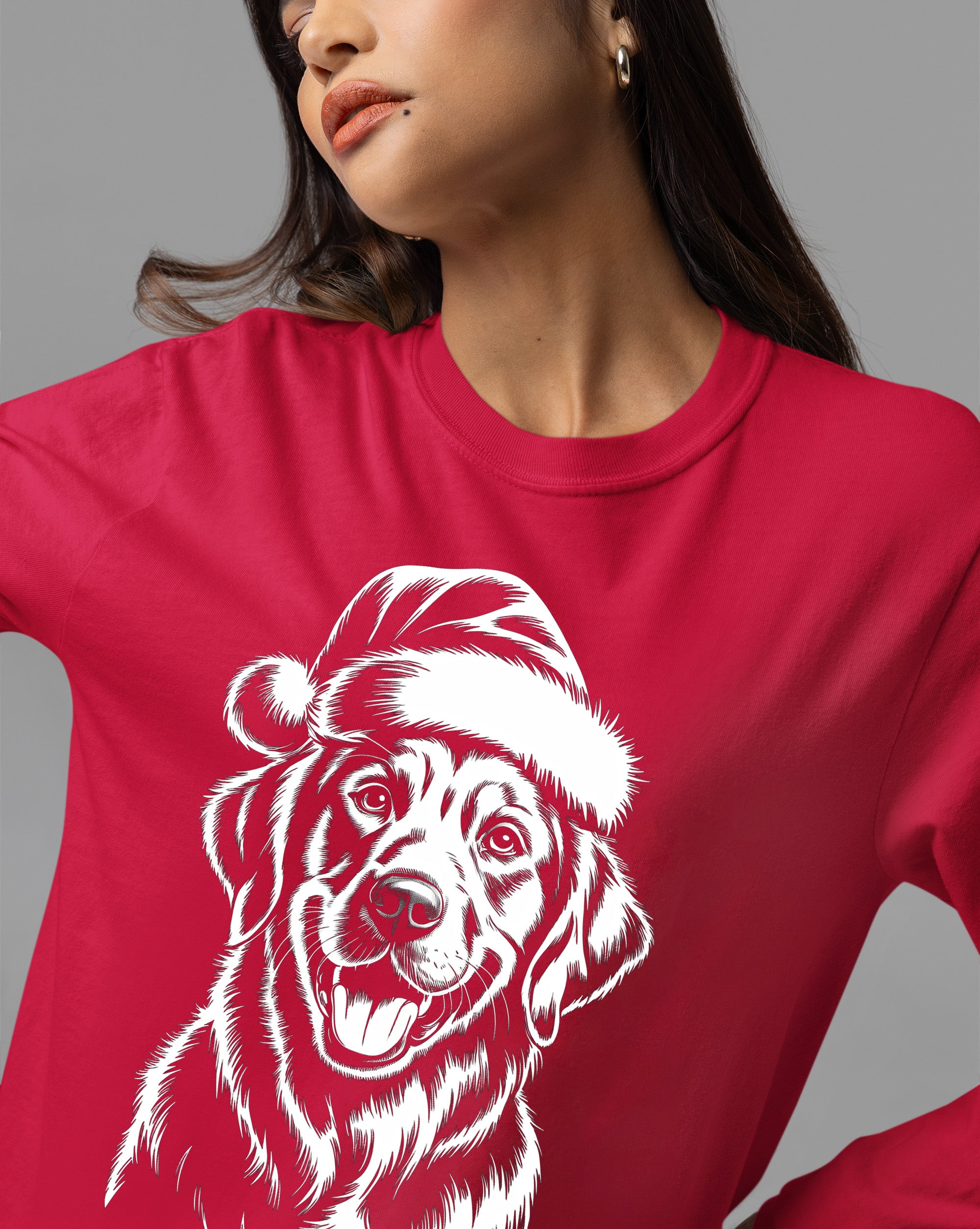 Christmas Dog Illustration for Pet Lovers – Festive Holiday Scene Gift Idea, Cozy Canine Portrait, Seasonal Cheer T-Shirt
