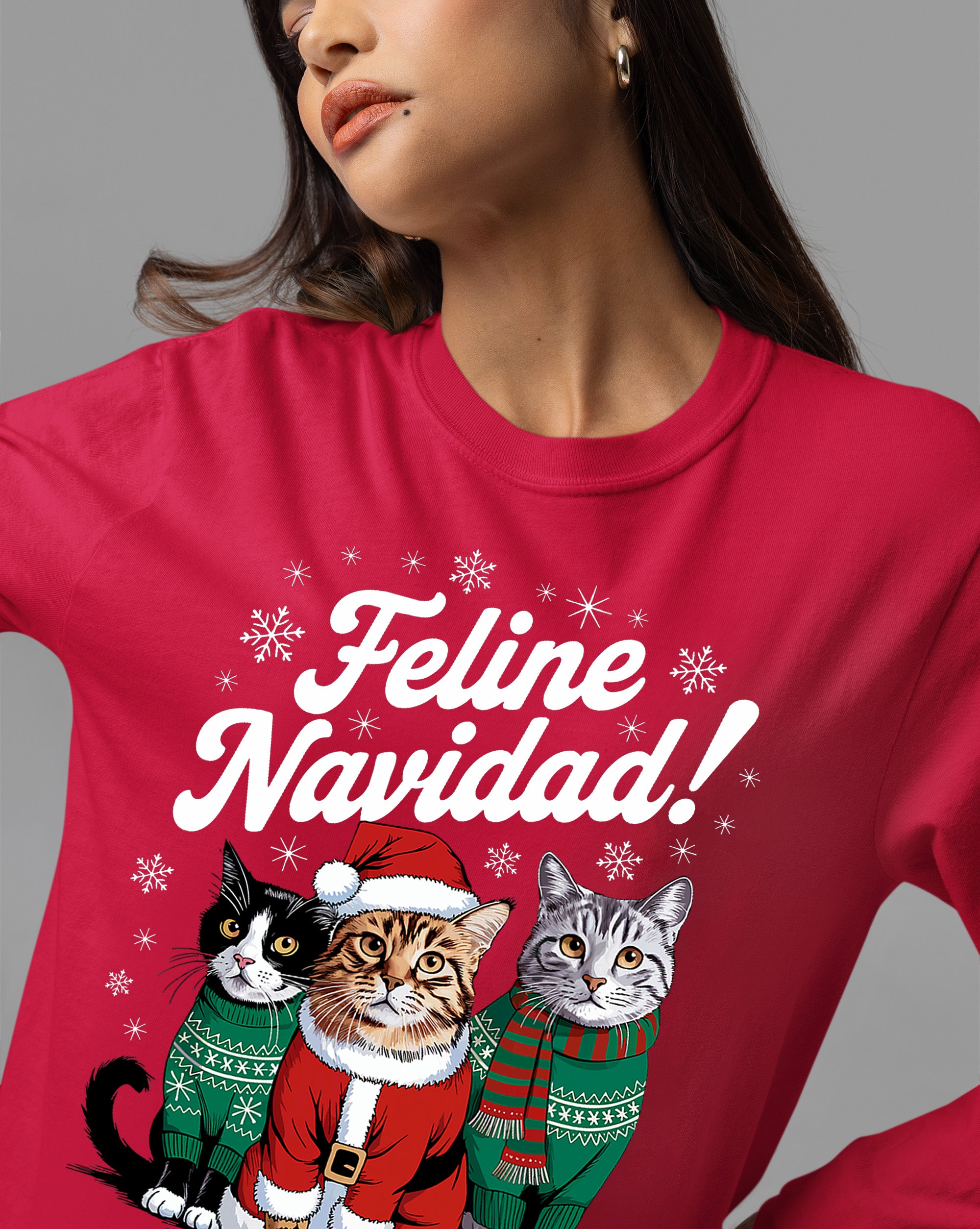 Cat Snowflakes Christmas Theme - Festive Holiday Cat Artwork for Season T-Shirt
