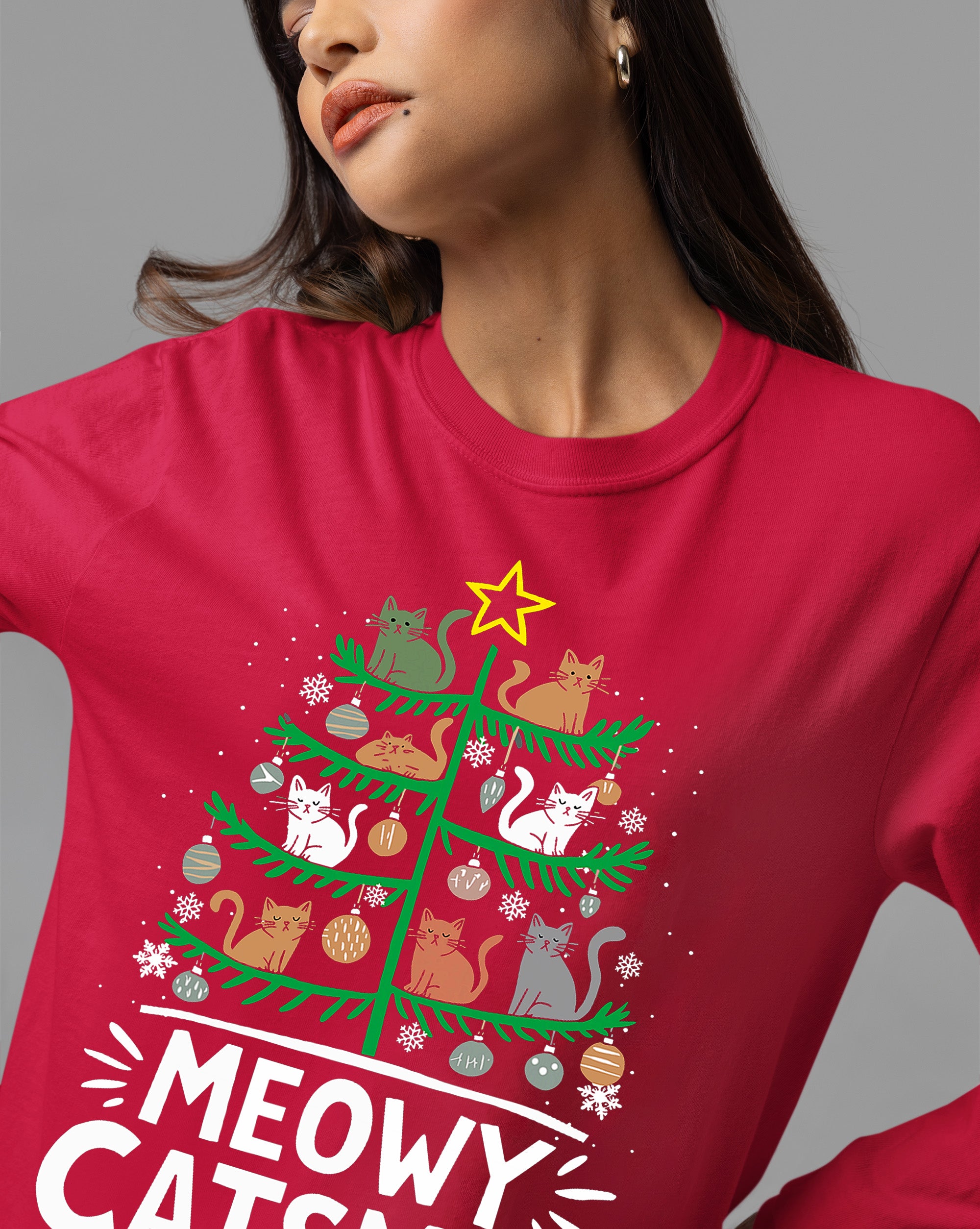 Meowy Catmas Tree - Festive Christmas Gift for Cat Lovers, Holiday Keepsake T-Shirt