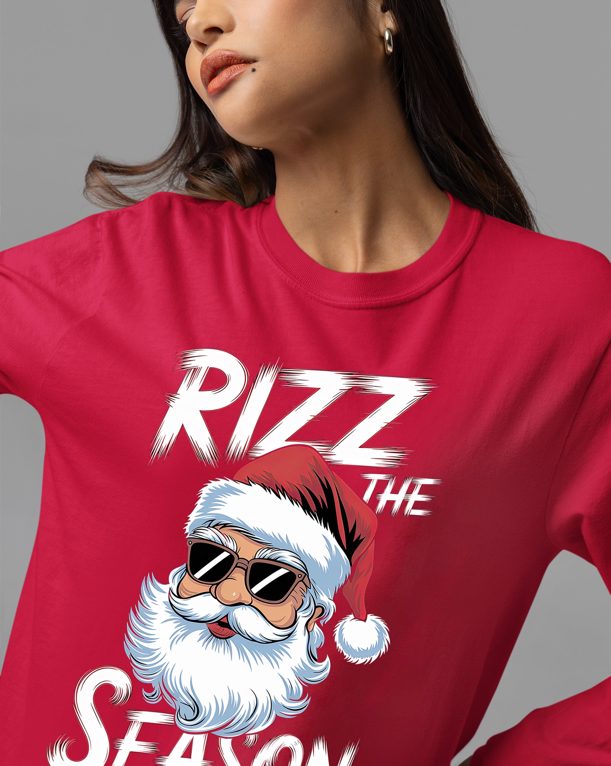 Rizz the Seasonn Santa Sunglasses – Christmas Santa Glasses, Funny Holiday Fashion Accessory, Festive Seasonal Gift Idea, Cozy Cheer T-Shirt