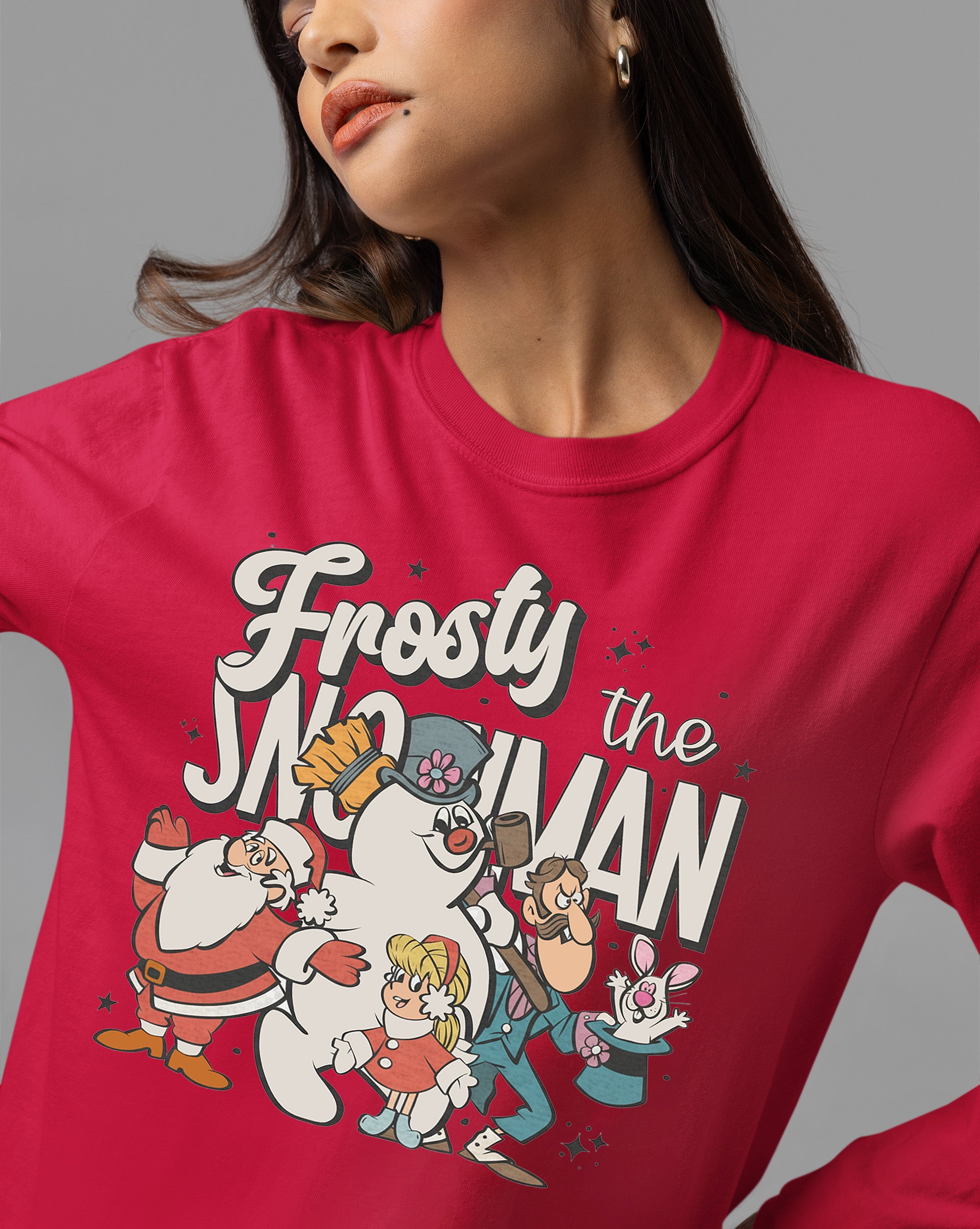 Frosty Snowman Christmas Theme Artwork, Cozy Winter Holiday Gift Idea, Seasonal Frosty Illustration T-Shirt