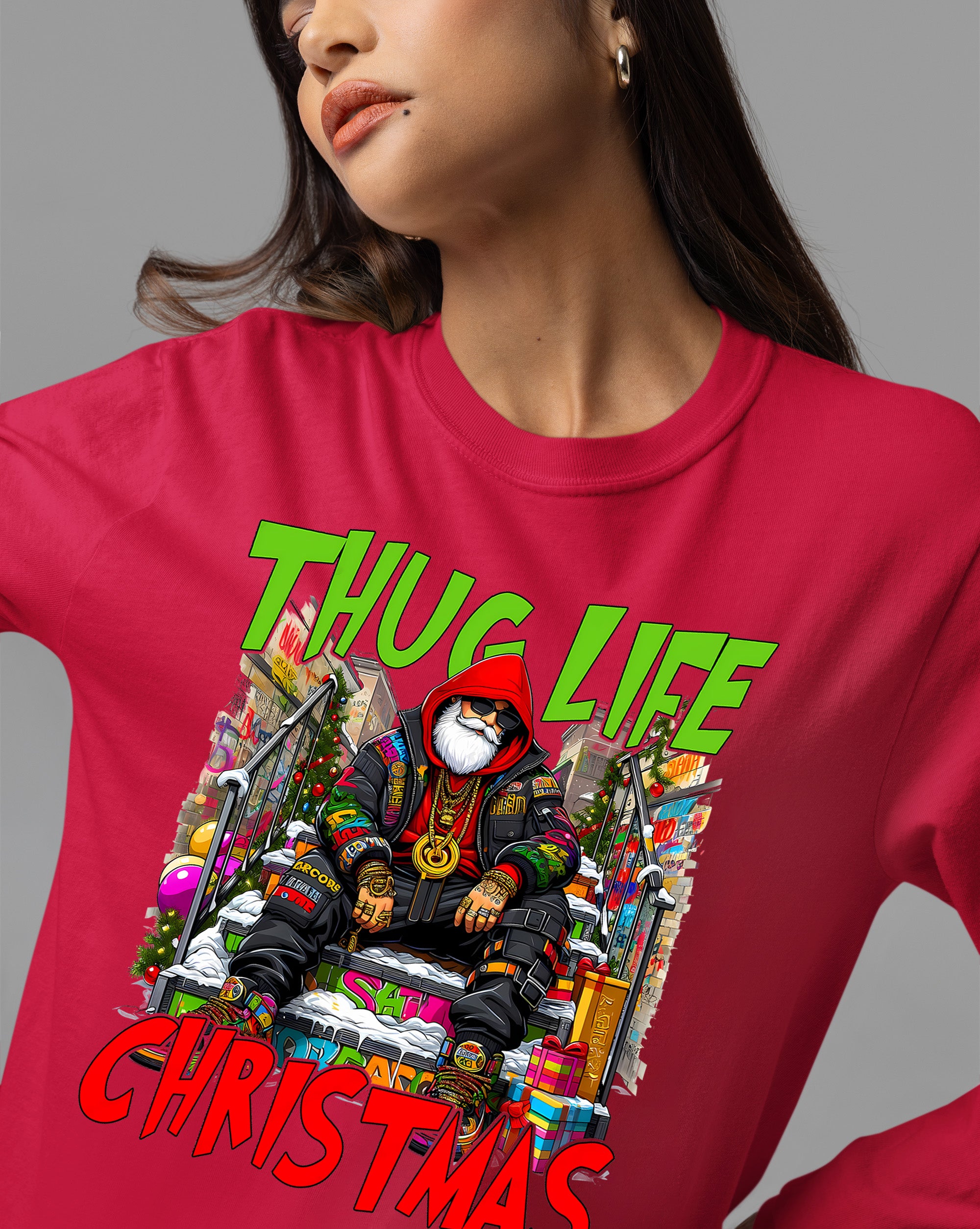 Thug Santa Christmas Theme | Bold Santa Claus Attitude Xmas Holiday Concept T-Shirt