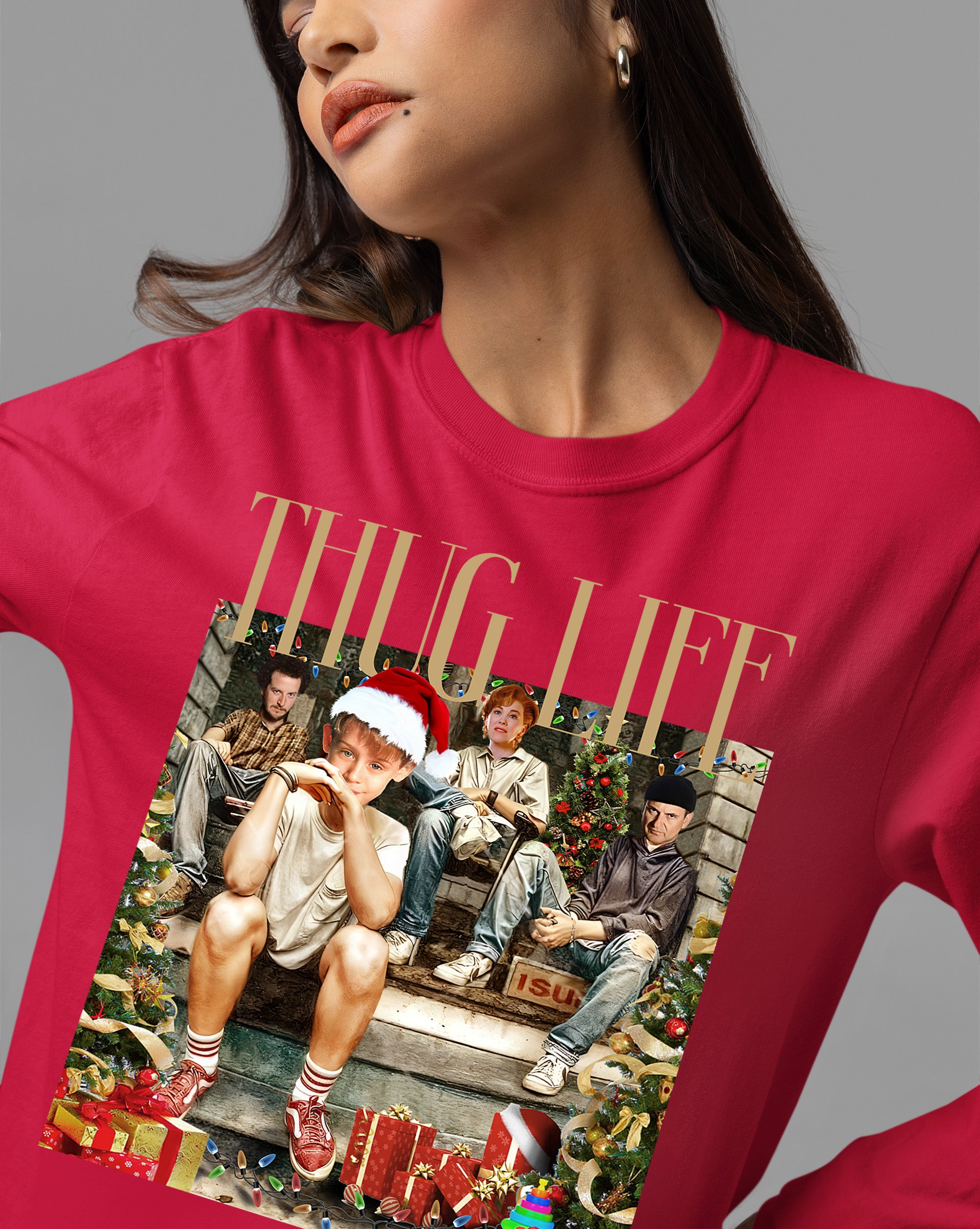 Christmas Thug Life Porch Santa Hat - Funny Santa Hat for Porch, Holiday Humor Gift T-Shirt