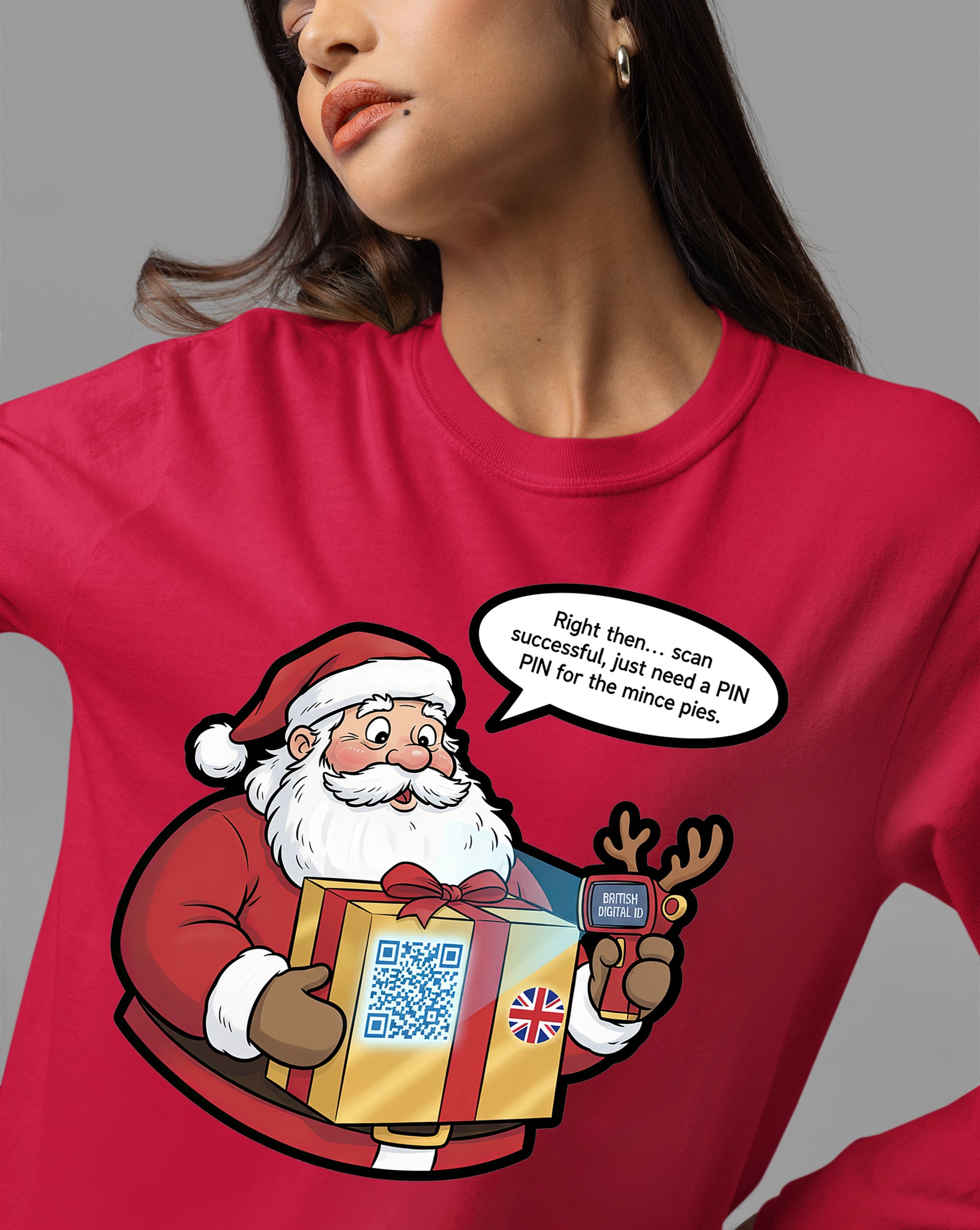 UK Digital ID Santa - Festive Christmas Security Badge Template for Online Use T-Shirt