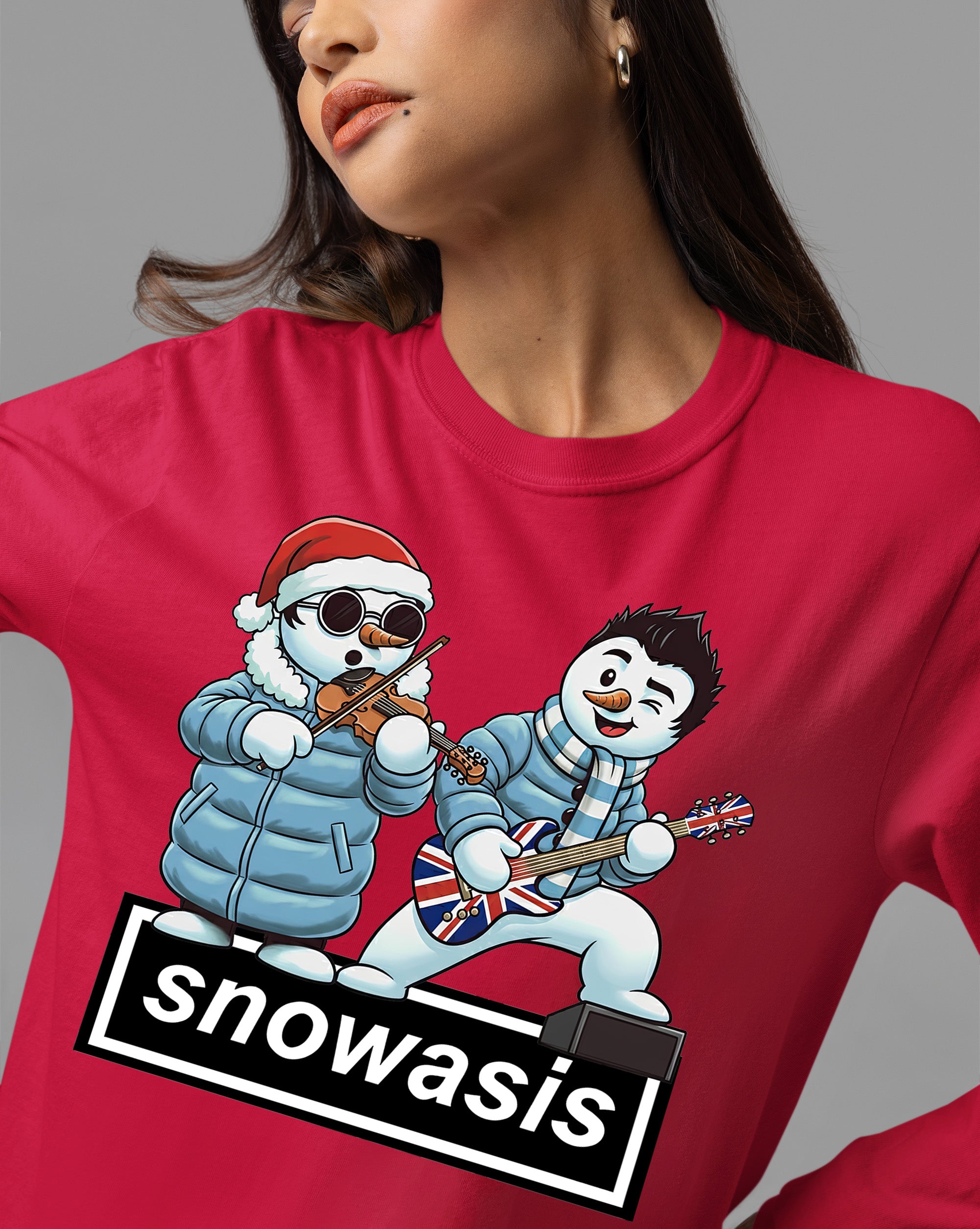 Snowasis Violin Gutar Winking Christmas Charm - Festive Music Gift T-Shirt