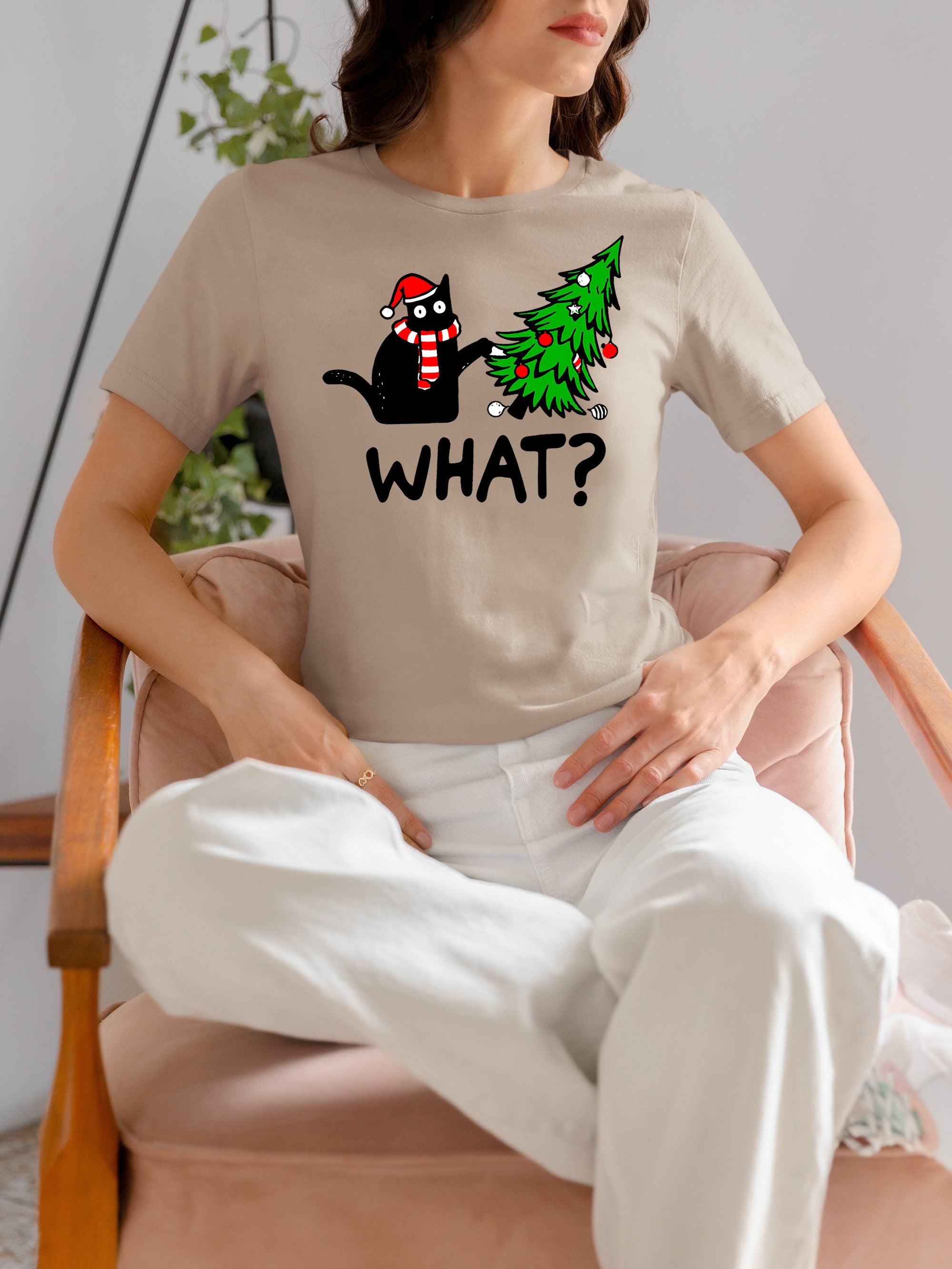 What Cat Says at Christmas - Funny Kitty Gift for Cat Lovers, Holiday Humor, Whiskers & Paws, Cozy Christmas Cheer T-Shirt