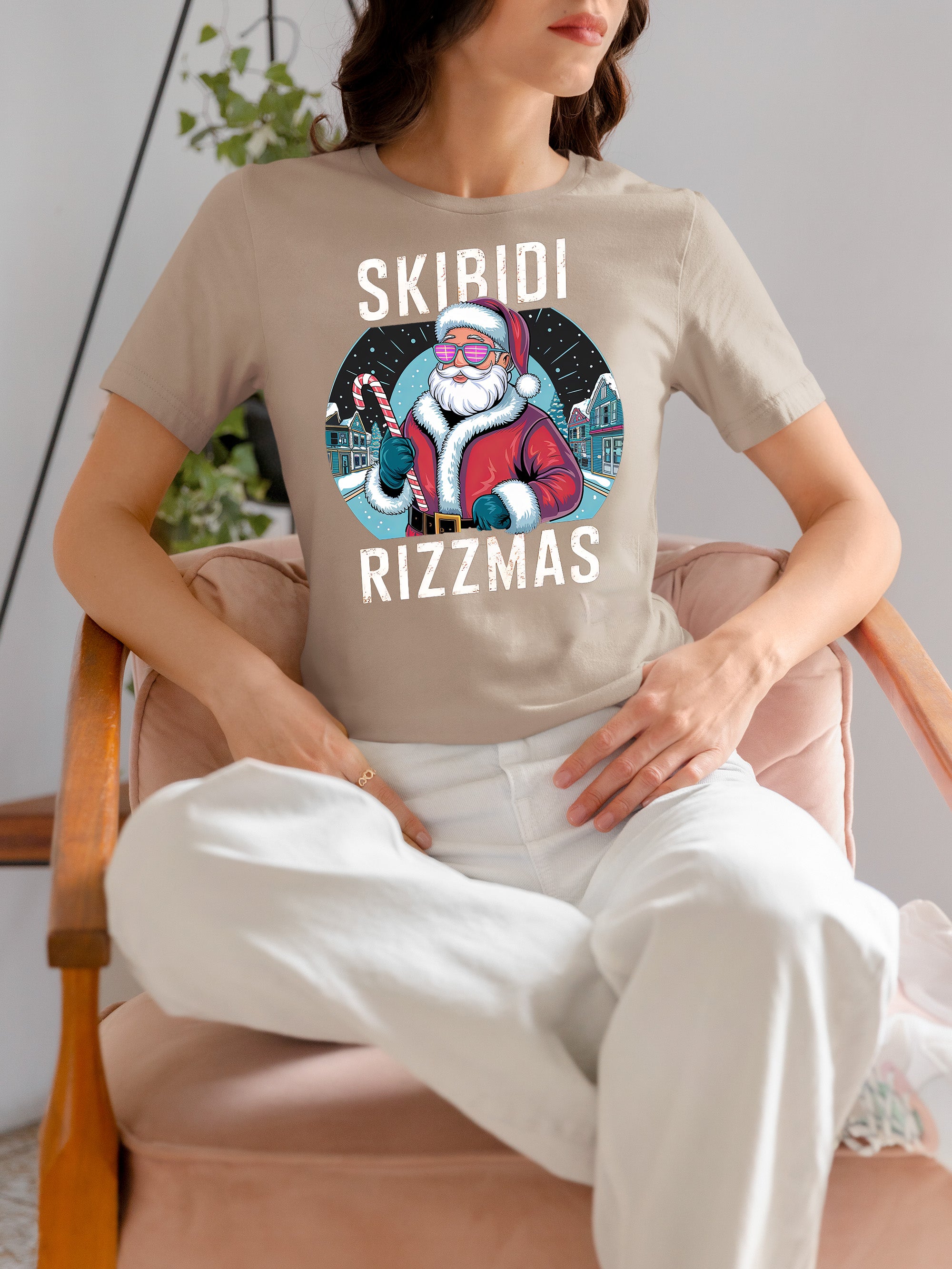 Skibidi Rizzman Santa Christmas Edition - Hilarious Pop Culture Gift Idea for Holidays, Festive Cheer T-Shirt