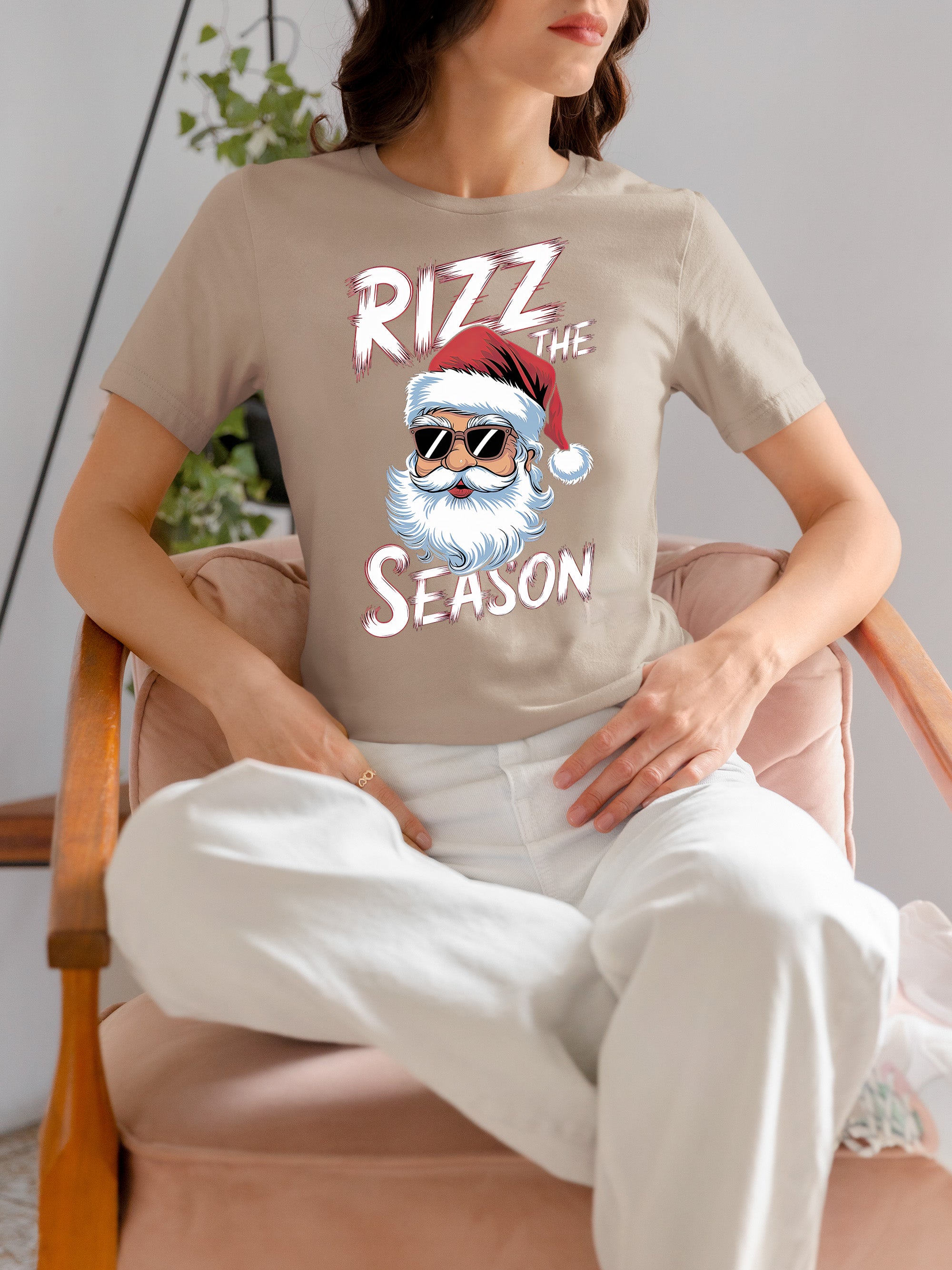 Rizz the Seasonn Santa Sunglasses – Christmas Santa Glasses, Funny Holiday Fashion Accessory, Festive Seasonal Gift Idea, Cozy Cheer T-Shirt
