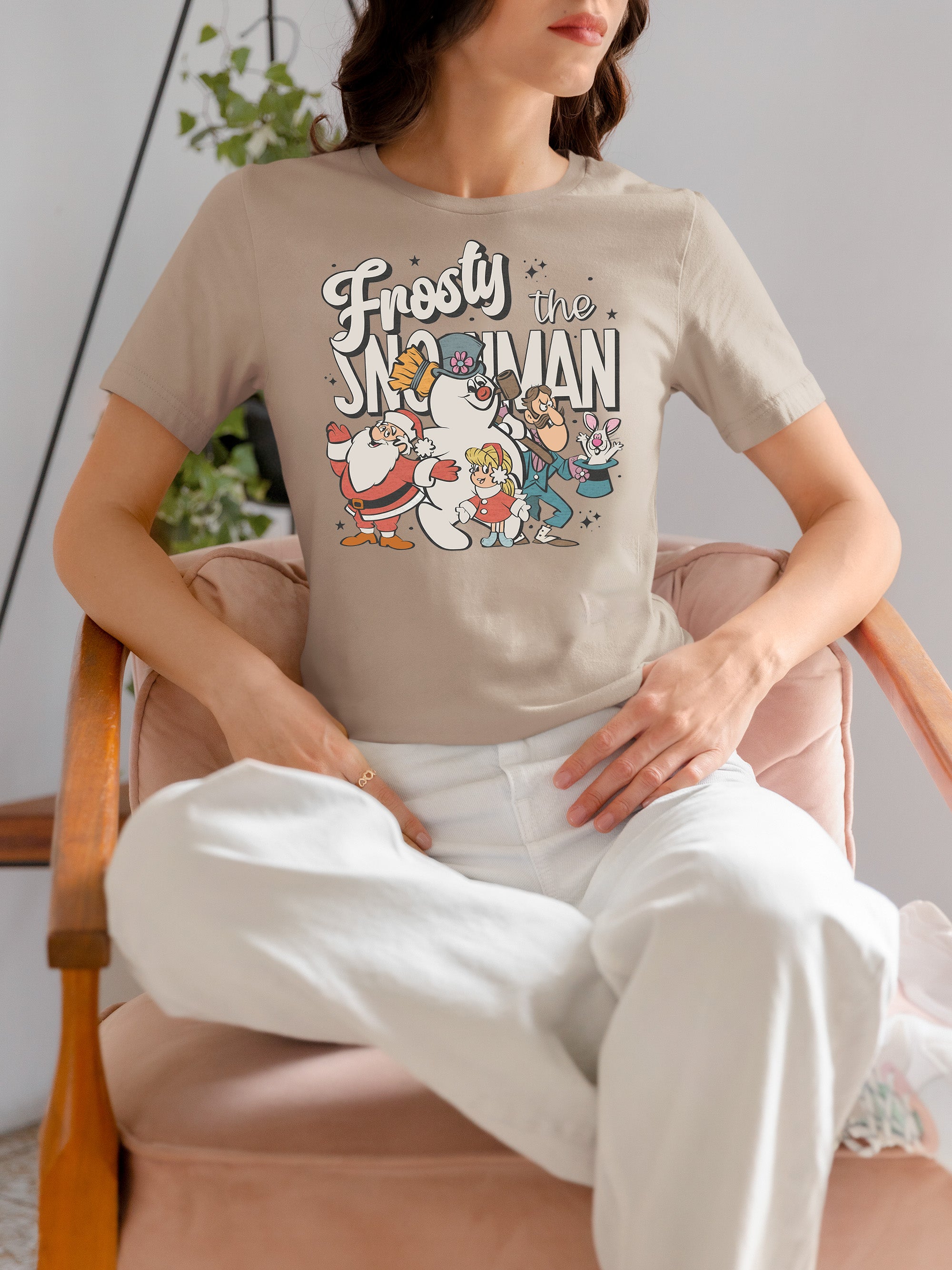 Frosty Snowman Christmas Theme Artwork, Cozy Winter Holiday Gift Idea, Seasonal Frosty Illustration T-Shirt