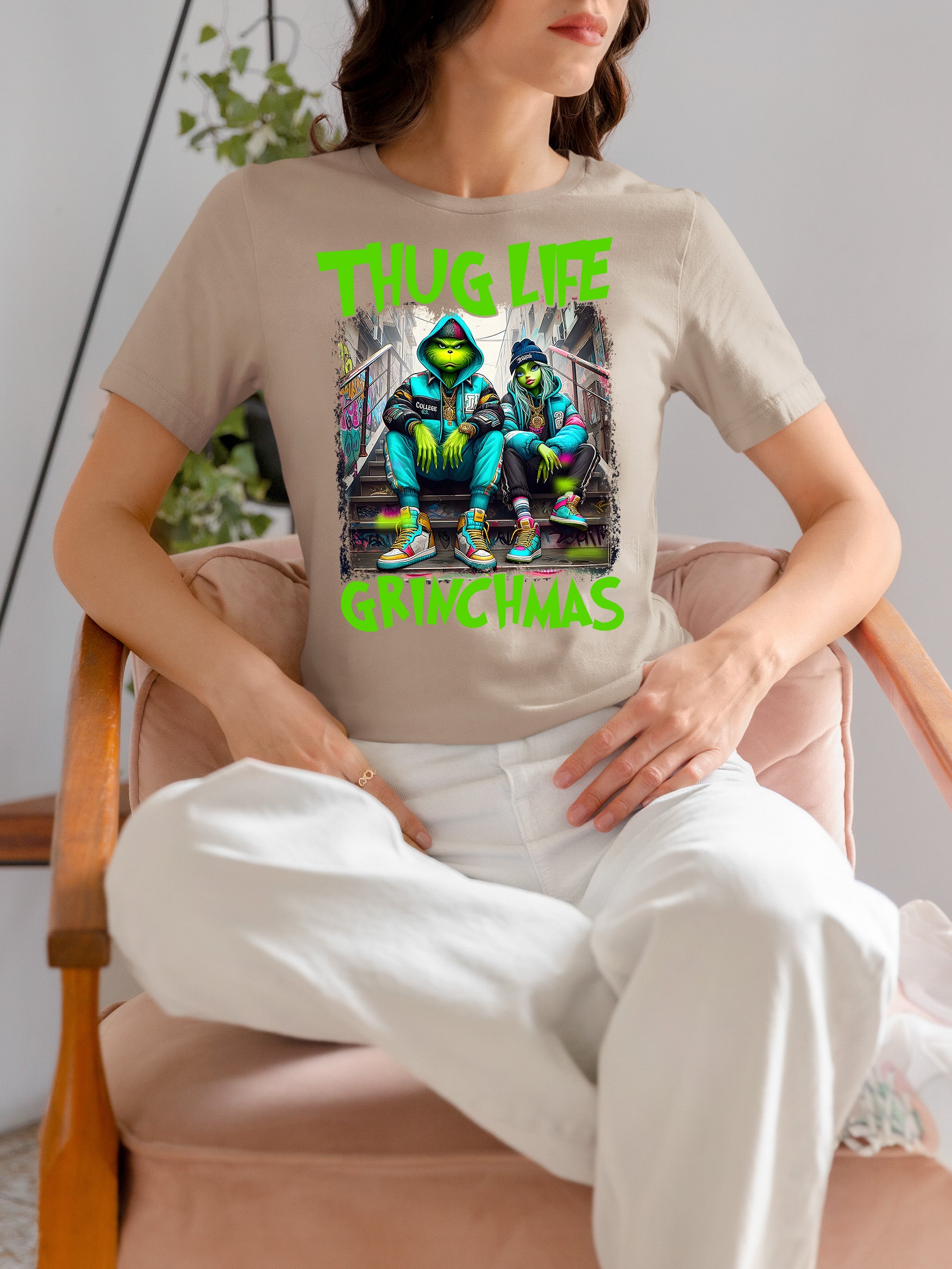 Thug Life Grinchmas | Christmas Meme Graphics for Holiday Crafts and Gifts | Grinch Humor Theme T-Shirt