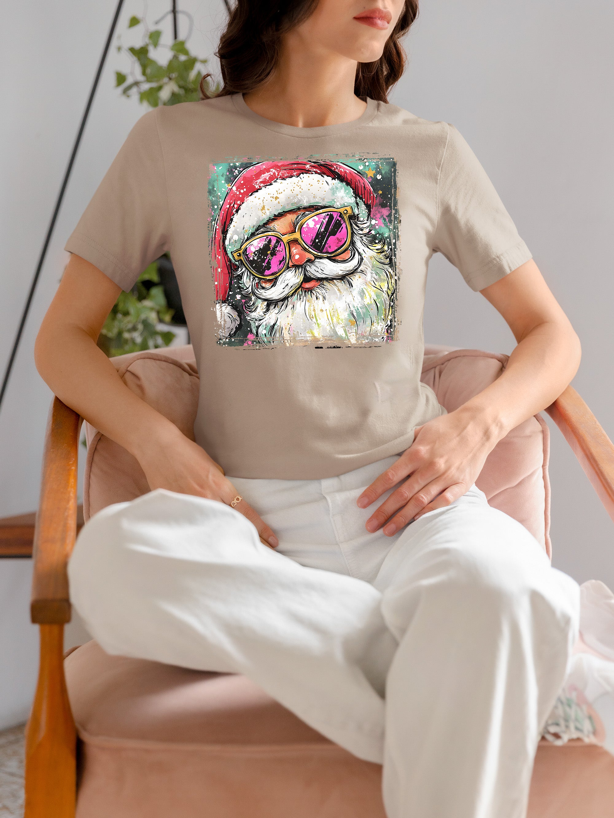Cool Santa Christmas Art, Whimsical Santa Claus for Holiday Gift Ideas, Festive Collector Piece, Handmade Holiday Joy T-Shirt