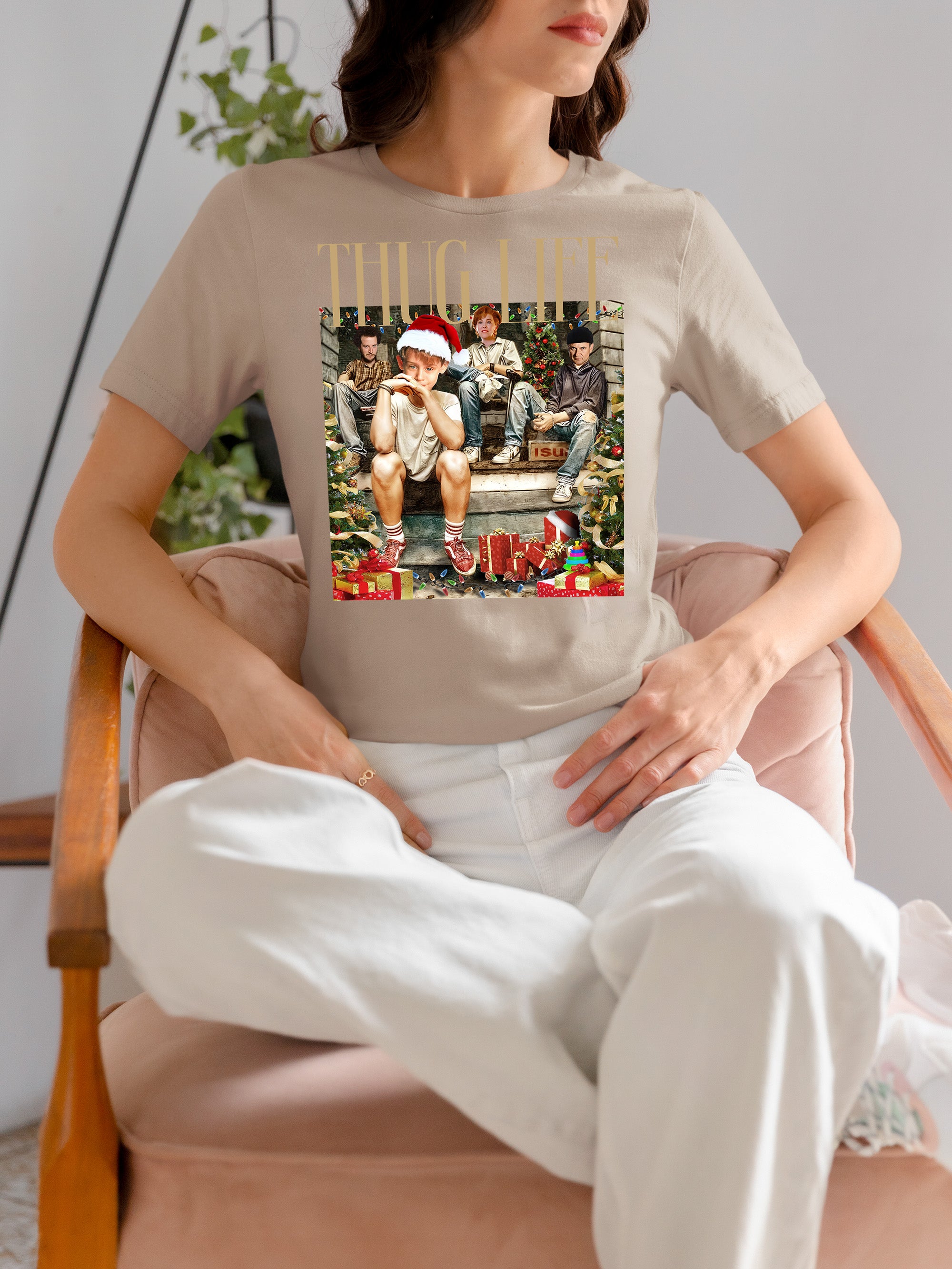 Christmas Thug Life Porch Santa Hat - Funny Santa Hat for Porch, Holiday Humor Gift T-Shirt