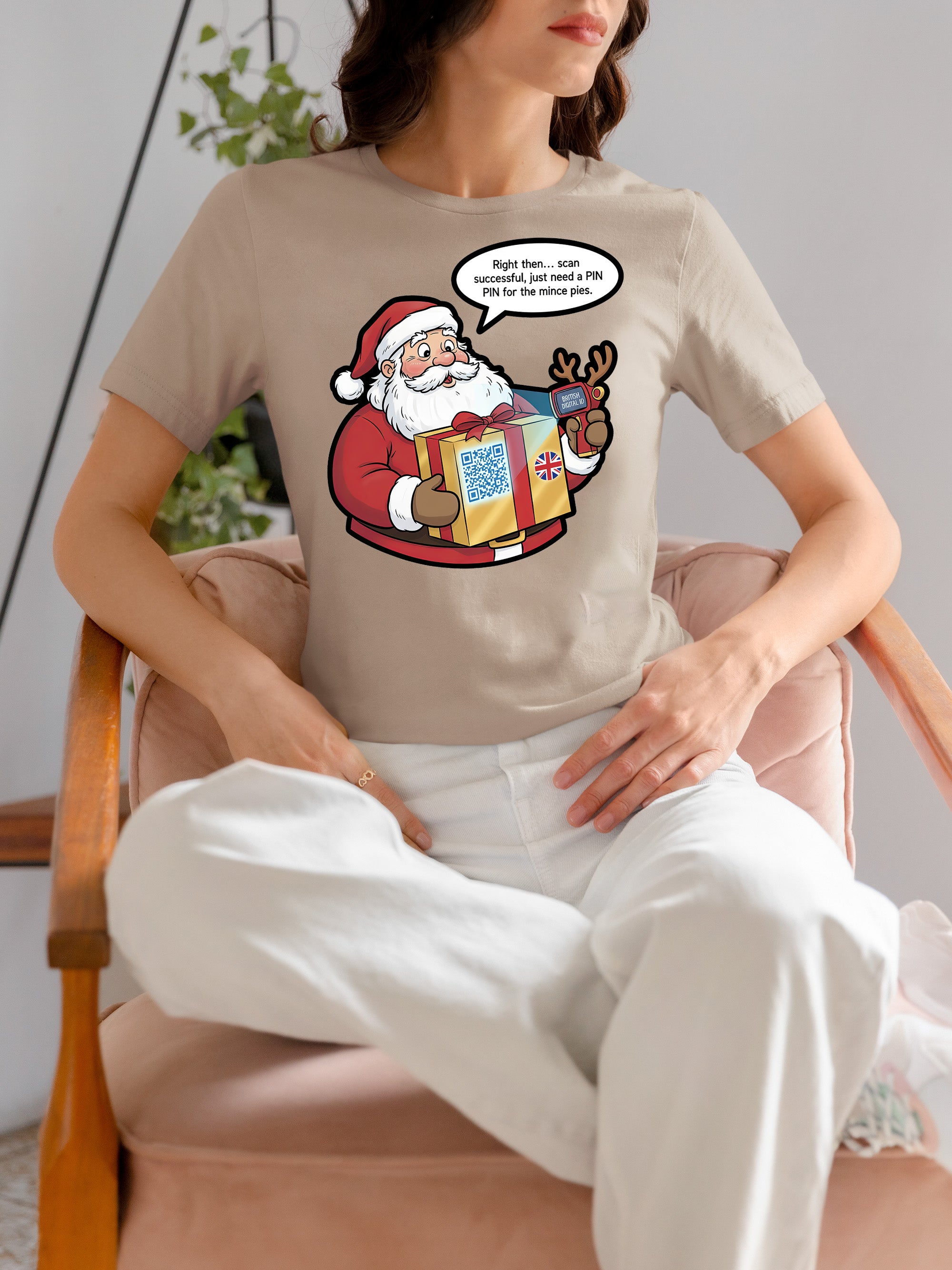 UK Digital ID Santa - Festive Christmas Security Badge Template for Online Use T-Shirt
