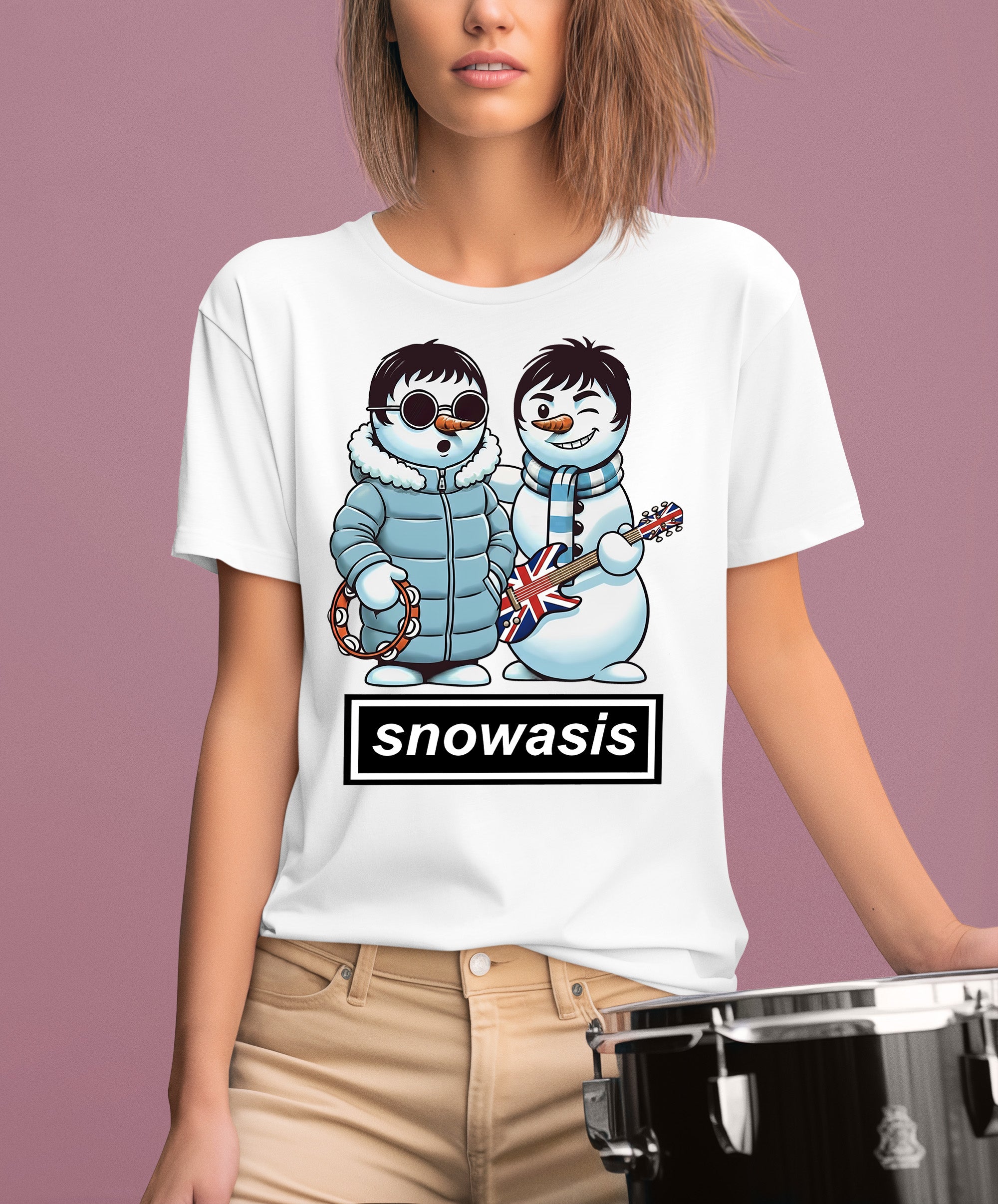 Snowasis Snowmen Guitar Christmas Charm - Whimsical Holiday Keepsake T-Shirt
