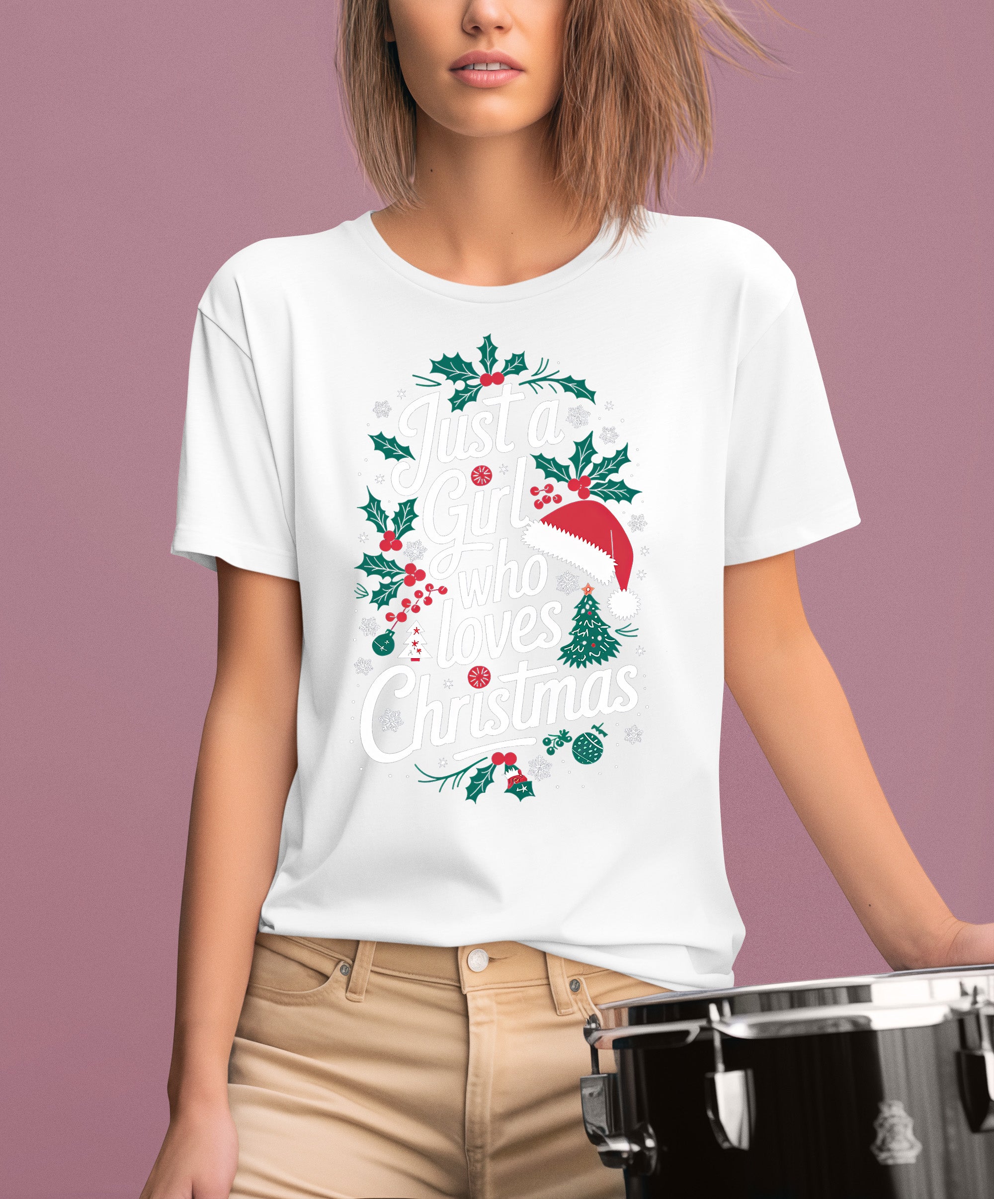 Just a Girl Who Loves Christmas - Festive, Cozy Christmas Theme for Her - Holiday Cheer Keepsake Accessory T-Shirt