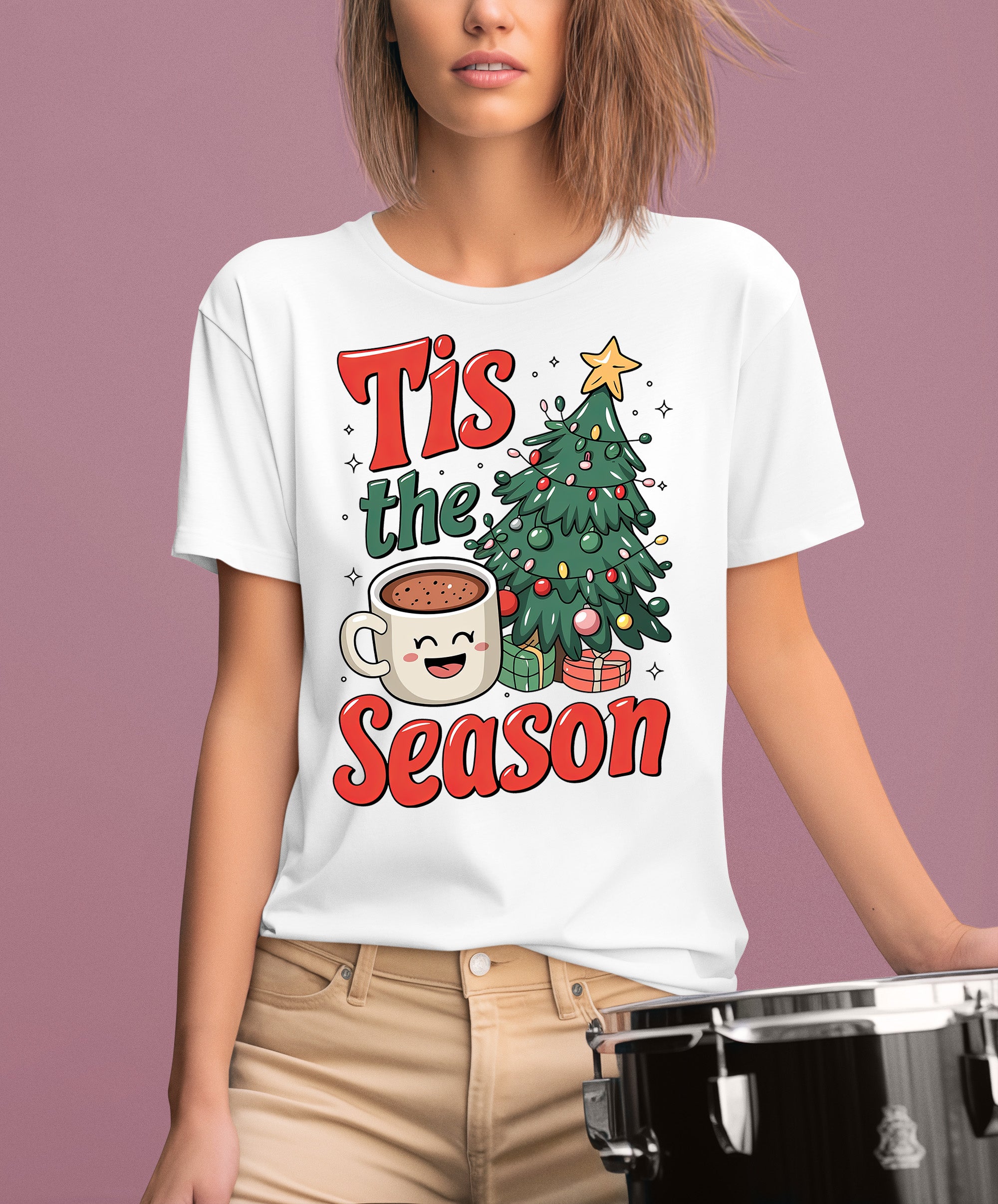 Tis the Season - Merry Christmas Village Scene - Cozy Winter Charm for Collectors, Handmade Gift for Holidays T-Shirt