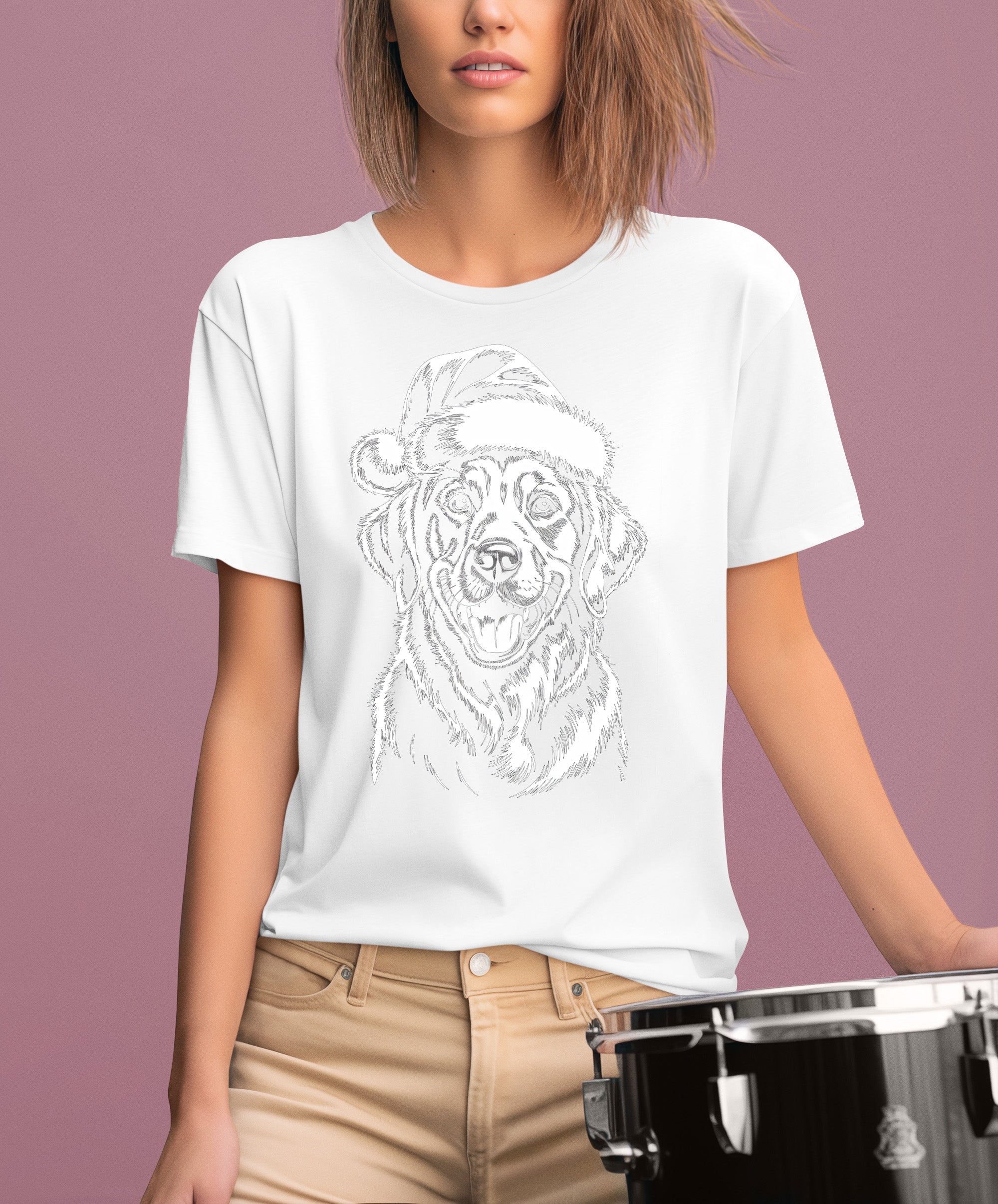 Christmas Dog Illustration for Pet Lovers – Festive Holiday Scene Gift Idea, Cozy Canine Portrait, Seasonal Cheer T-Shirt