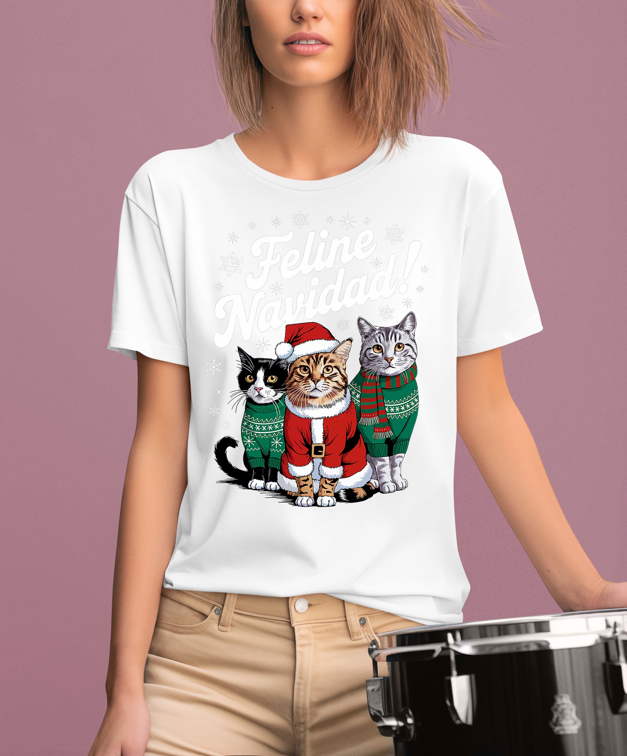 Cat Snowflakes Christmas Theme - Festive Holiday Cat Artwork for Season T-Shirt