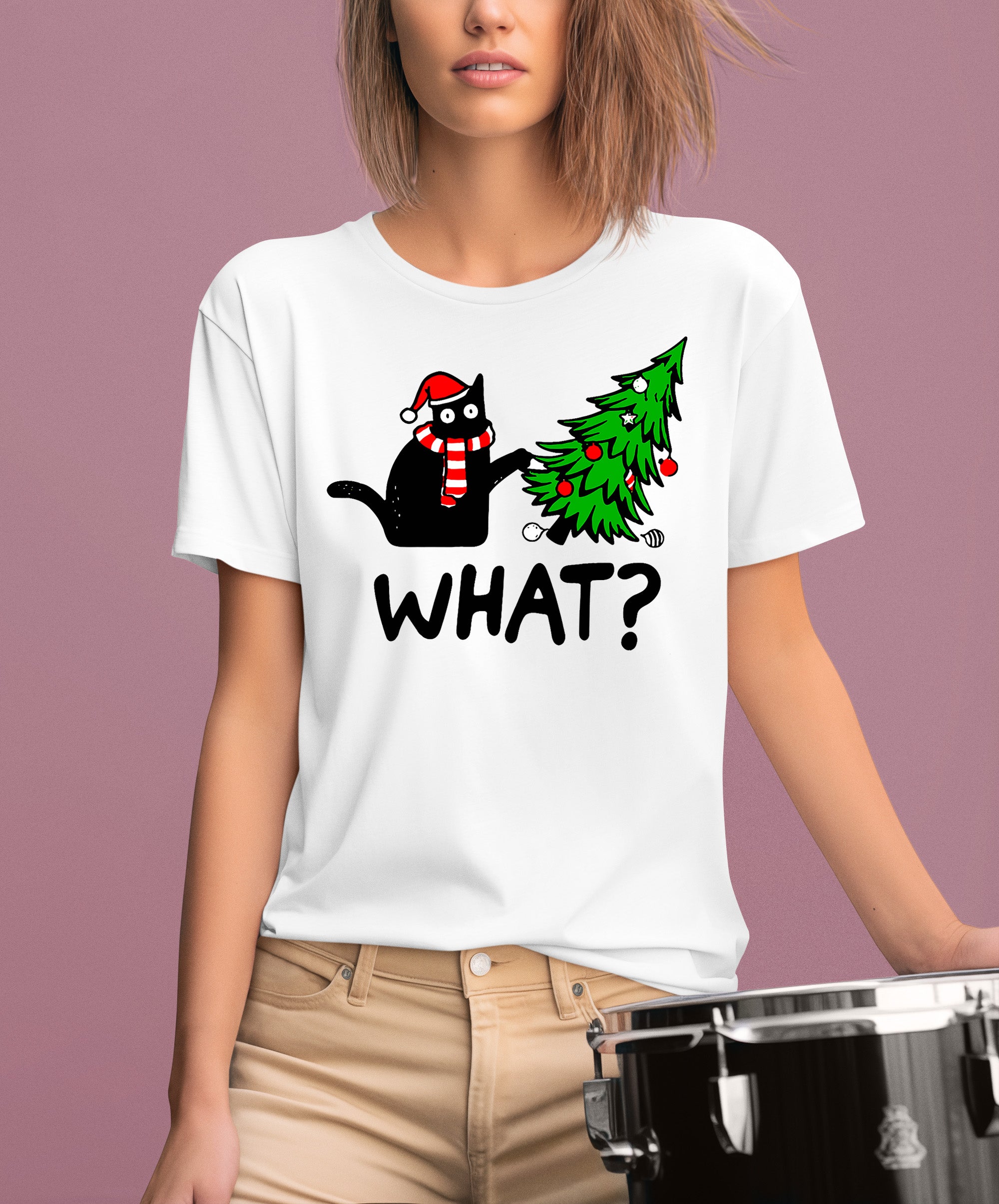 What Cat Says at Christmas - Funny Kitty Gift for Cat Lovers, Holiday Humor, Whiskers & Paws, Cozy Christmas Cheer T-Shirt