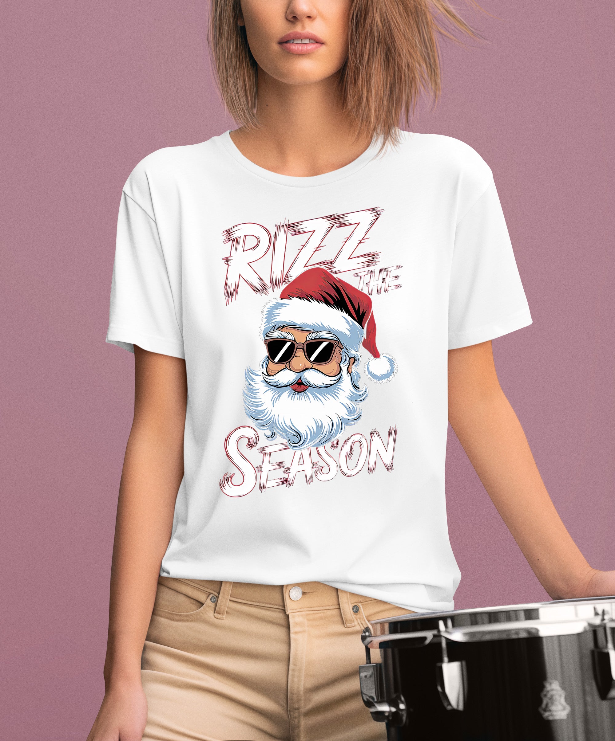 Rizz the Seasonn Santa Sunglasses – Christmas Santa Glasses, Funny Holiday Fashion Accessory, Festive Seasonal Gift Idea, Cozy Cheer T-Shirt