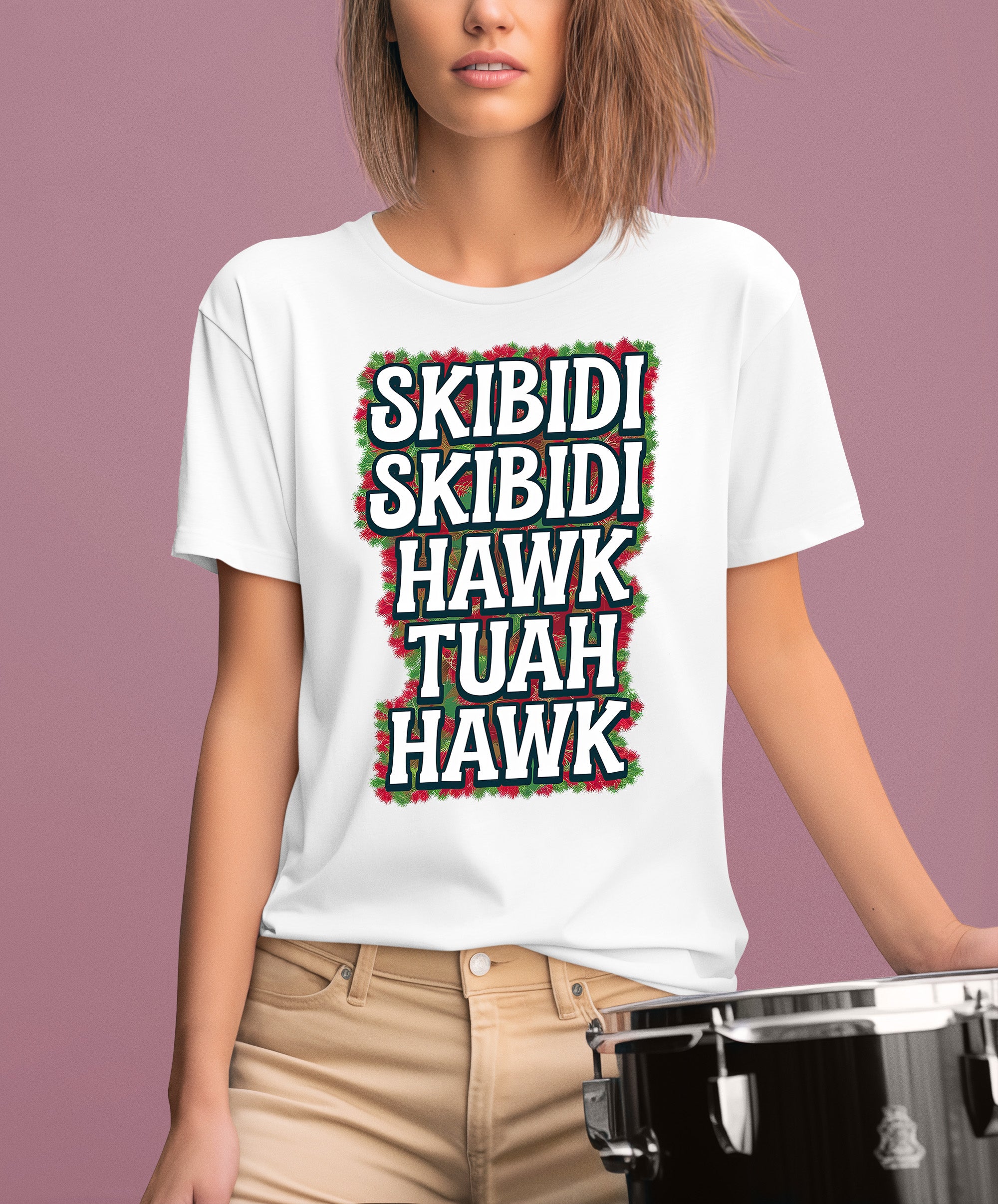 Christmas Skibidi Skibidi Hawk Tuah Hawk Art - Festive Holiday Scene for Gifts, Unique Cheer, Seasonal Pixel Masterpiece T-Shirt