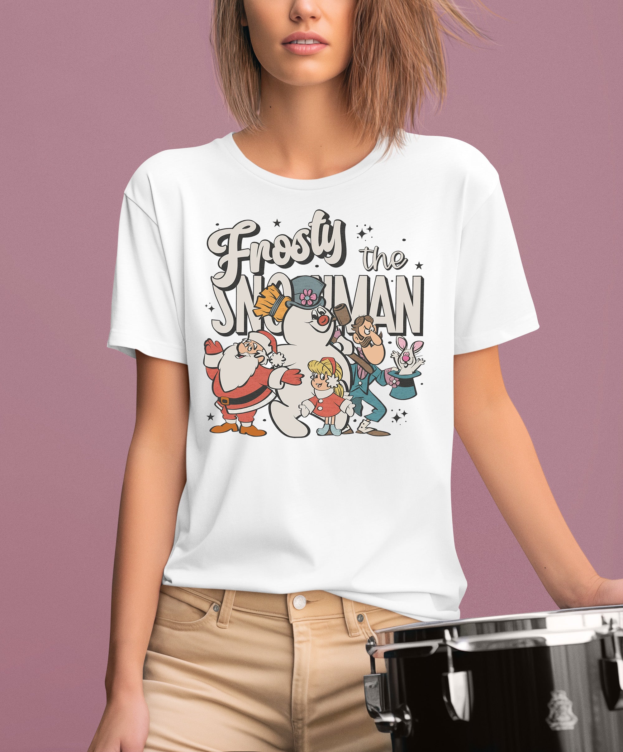 Frosty Snowman Christmas Theme Artwork, Cozy Winter Holiday Gift Idea, Seasonal Frosty Illustration T-Shirt