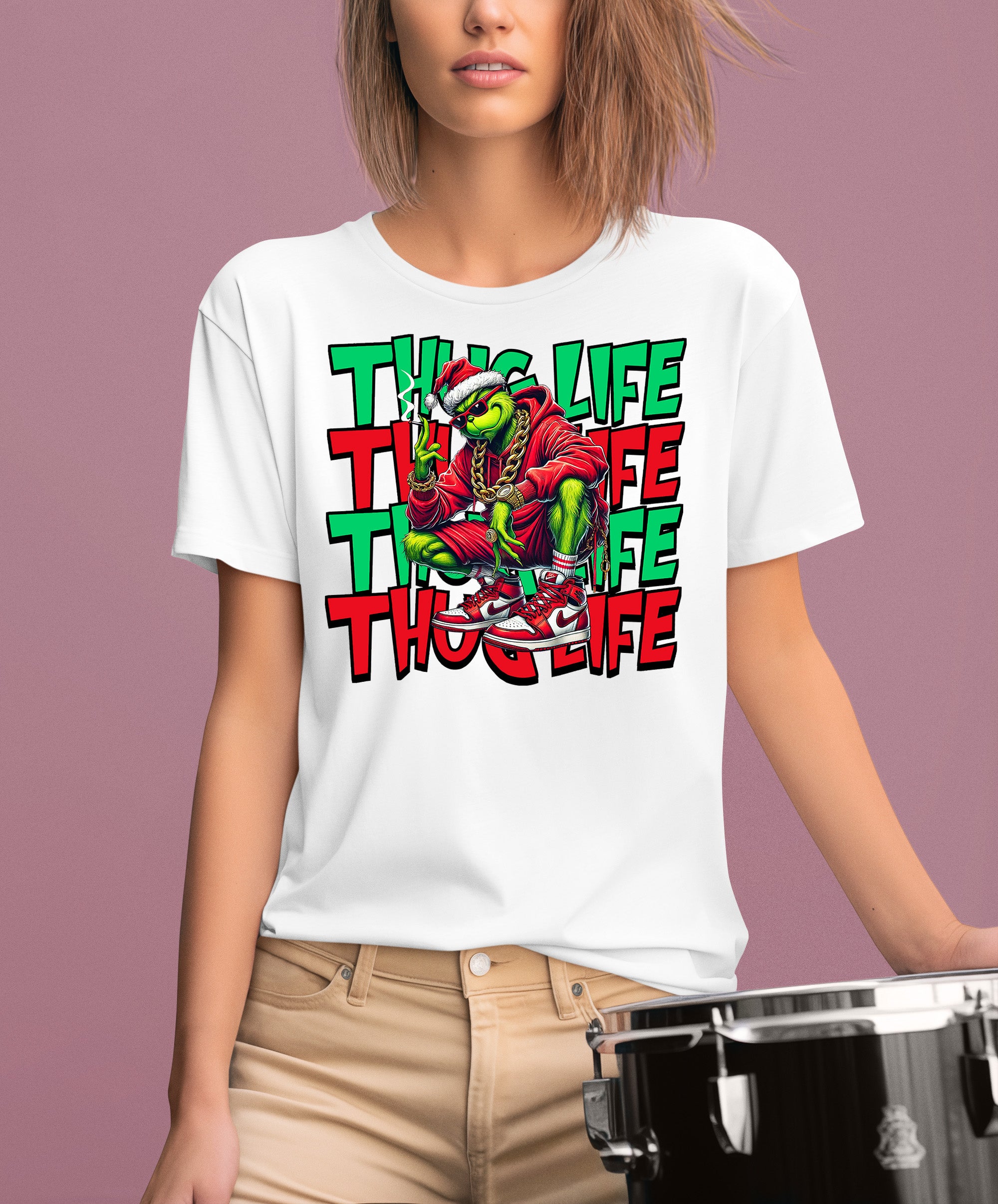 Christmas Thug Life x3 Graphic Artwork – Festive Holiday Humor for the Season T-Shirt