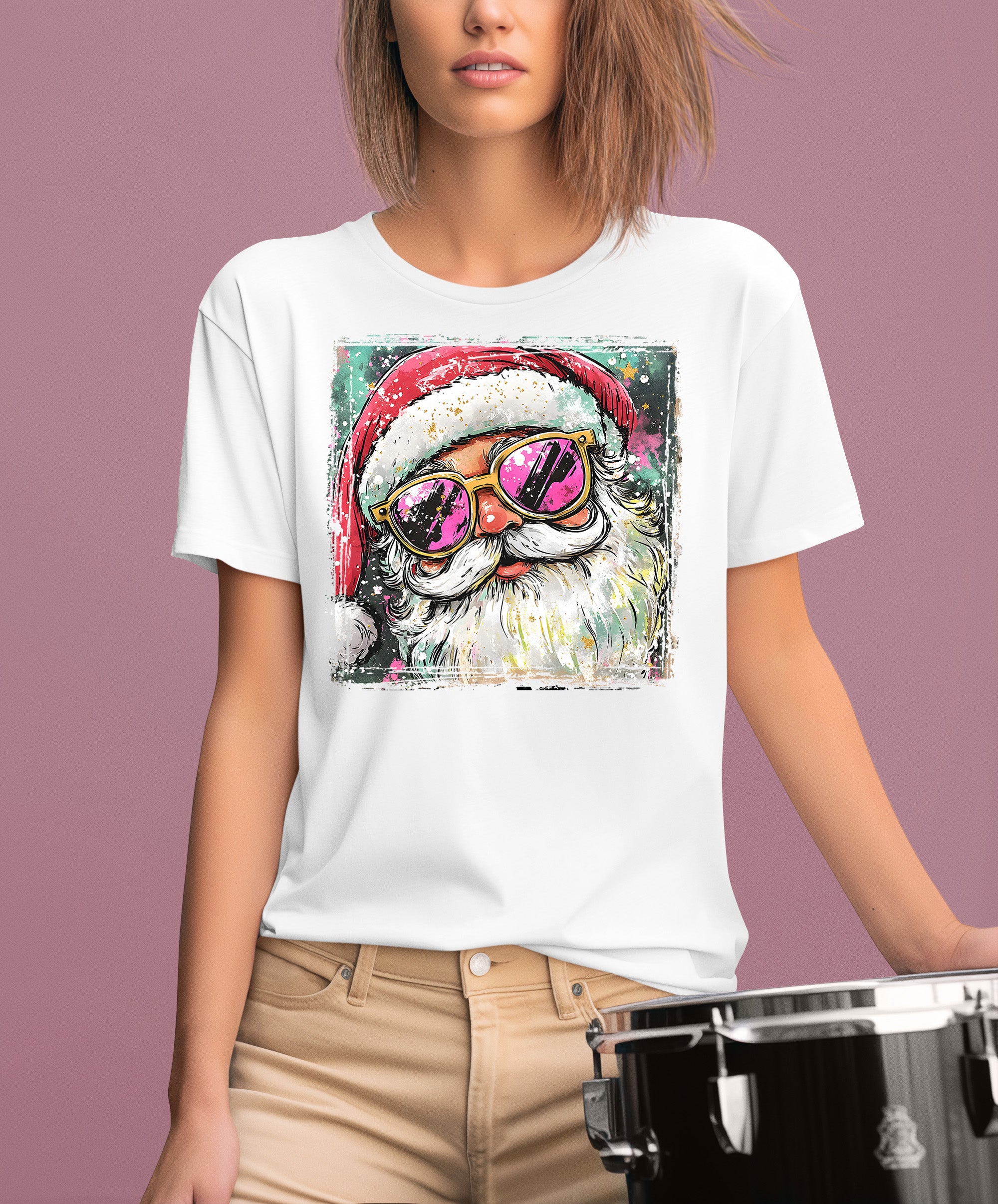 Cool Santa Christmas Art, Whimsical Santa Claus for Holiday Gift Ideas, Festive Collector Piece, Handmade Holiday Joy T-Shirt